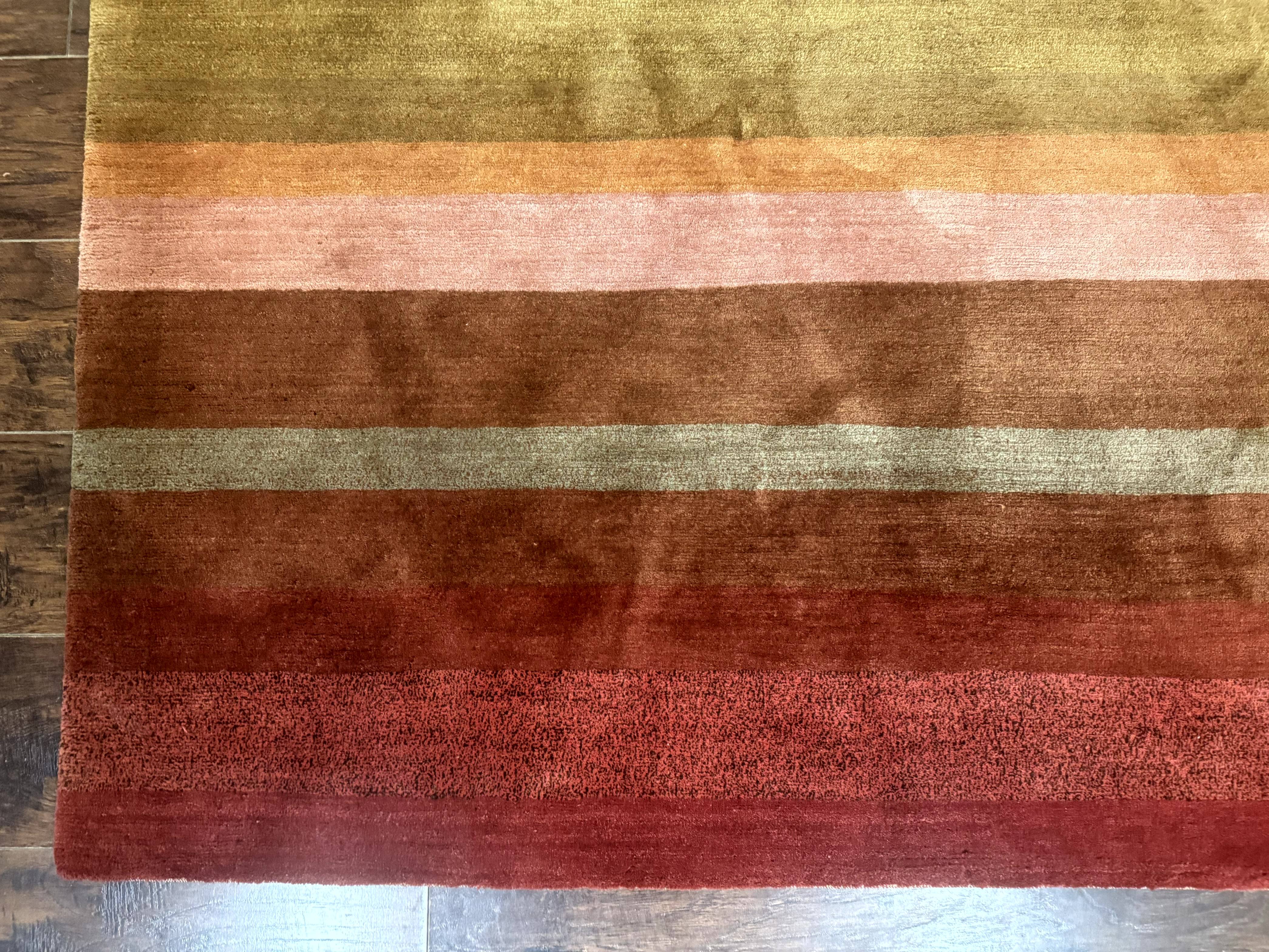 Modern Persian Gabbeh Rug 8x10, Multicolor Stripes, Soft Thick Wool Pile - Image 8