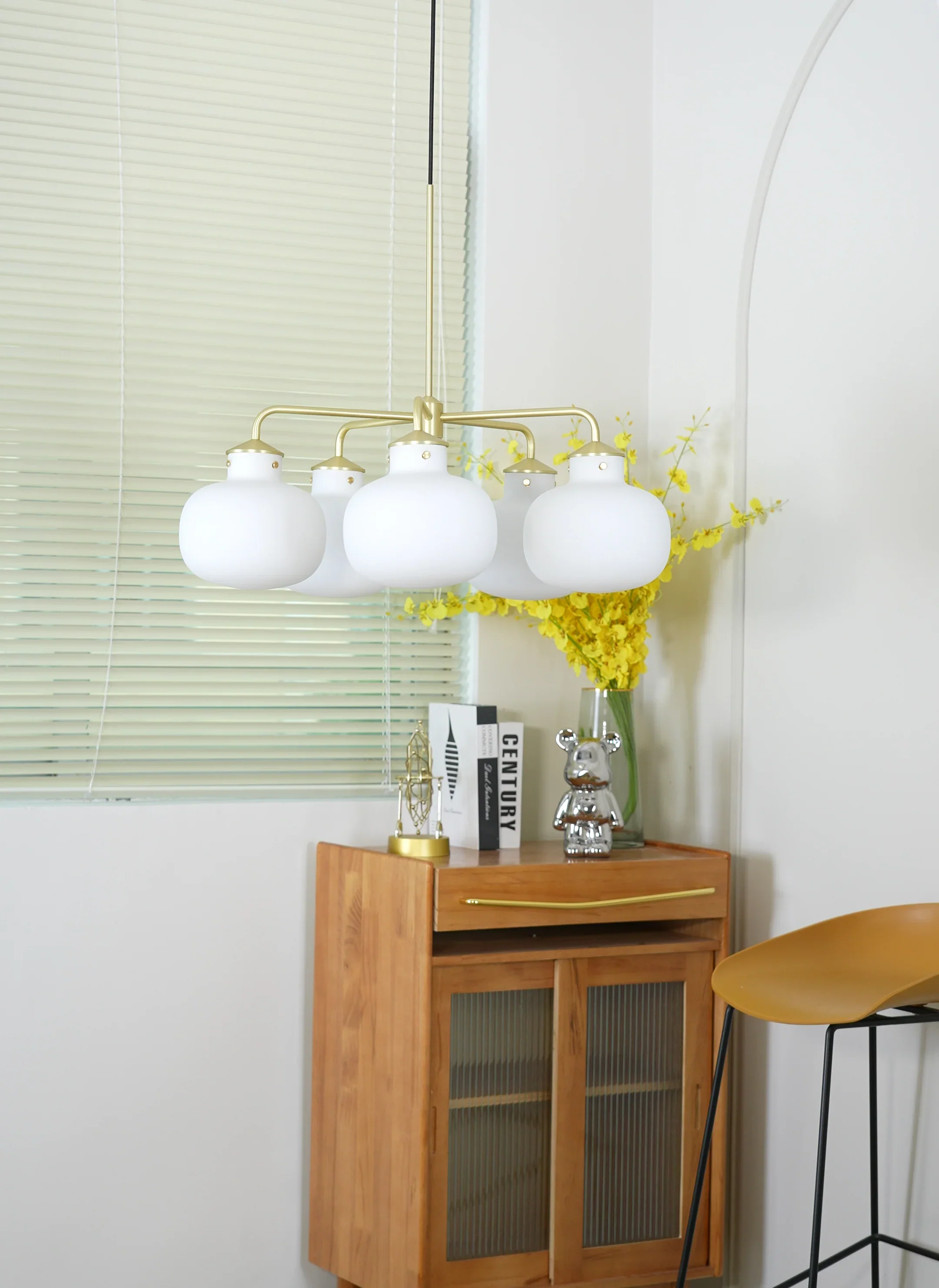 Modern Raito Opal Glass Chandelier - Image 11