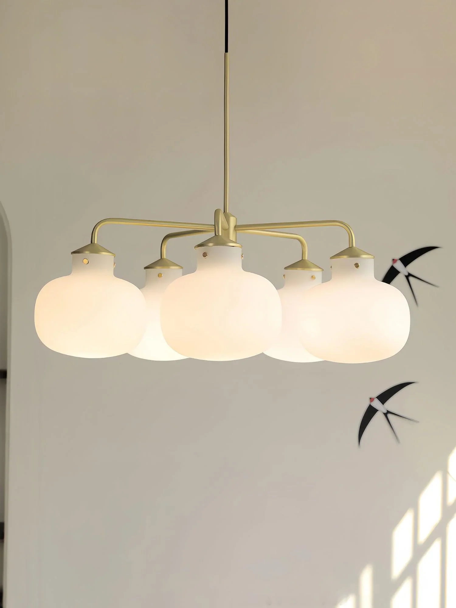 Modern Raito Opal Glass Chandelier - Image 13