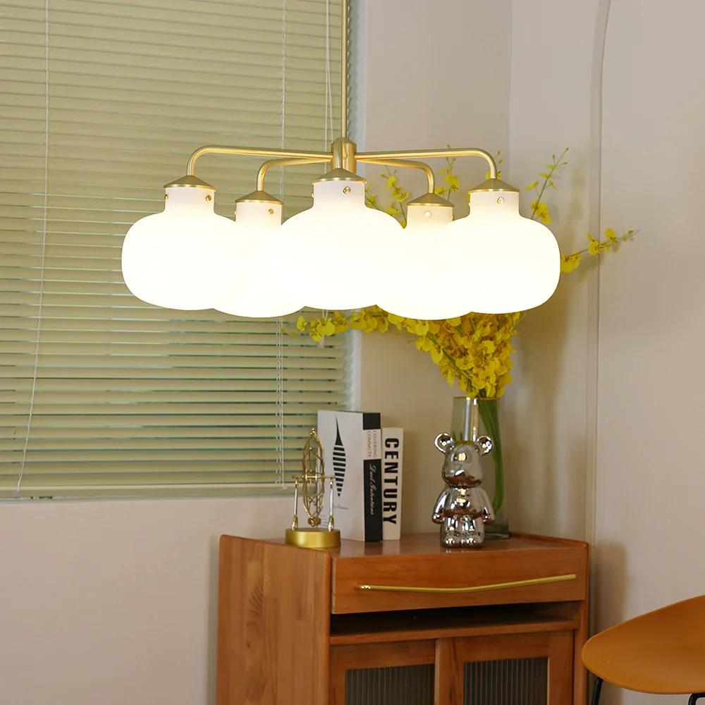 Modern Raito Opal Glass Chandelier - Image 2