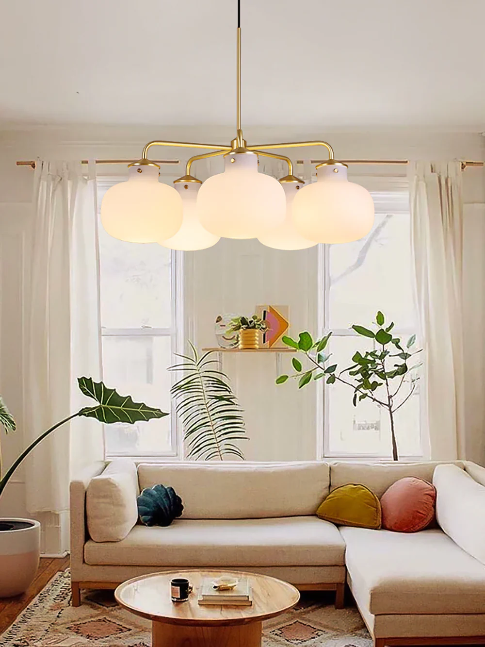 Modern Raito Opal Glass Chandelier - Image 8