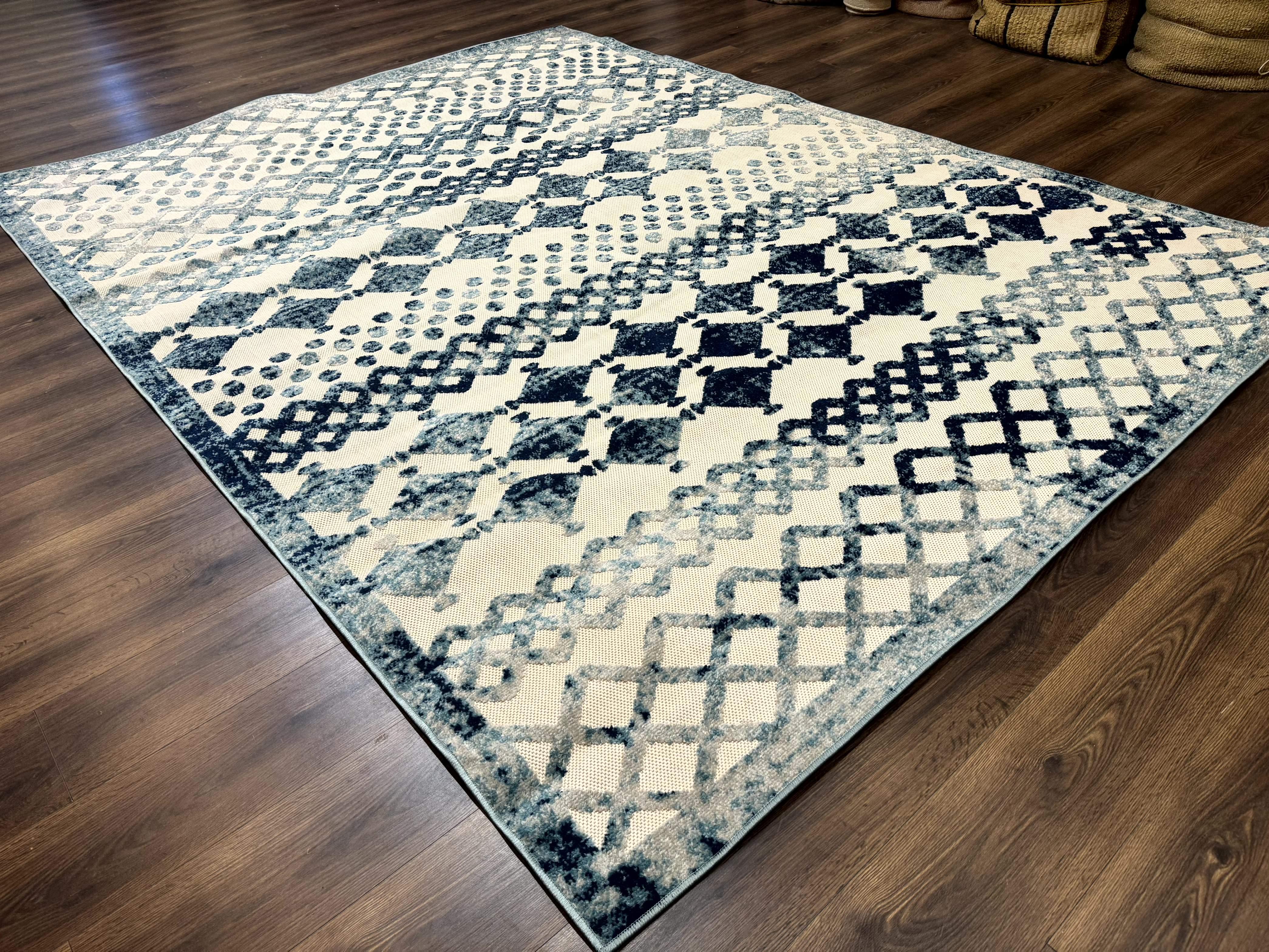 Modern Rug 8x10, Abstract Rug, Oat and Blue, Raised Pattern, Modway Rug Collection - Image 12