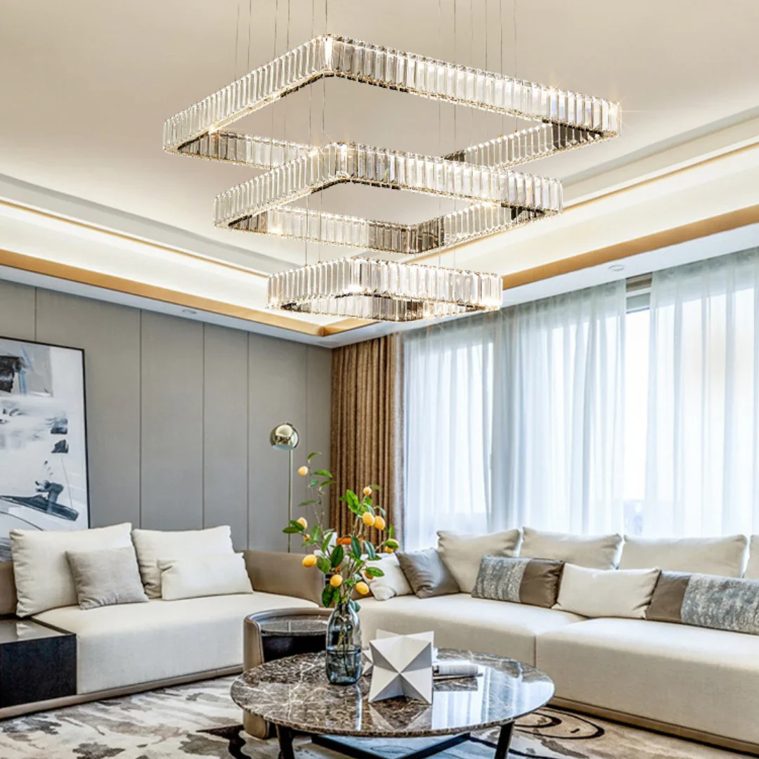 Modern Square Crystal Chandelier - Image 9