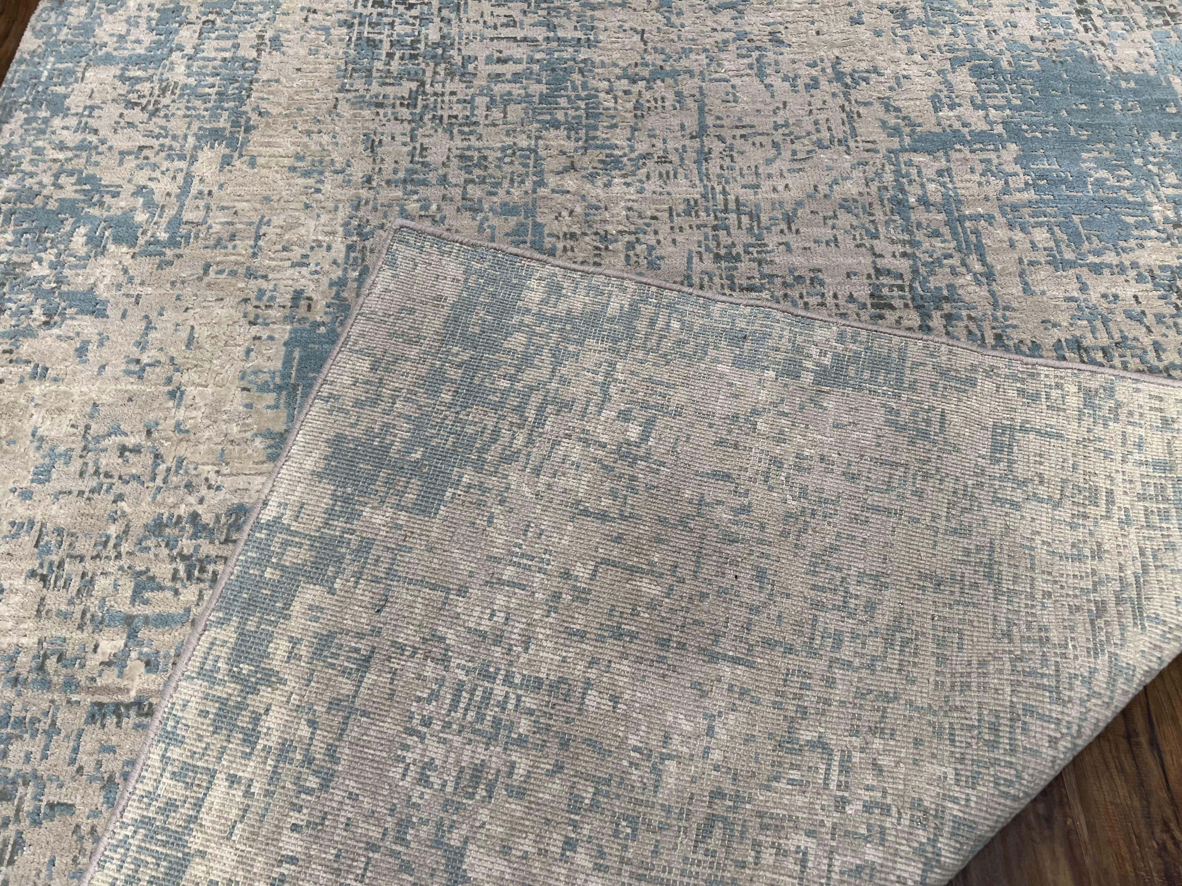 Modern Tibetan Rug 5x8 ft Light Blue and Gray Carpet, Contemporary Wool Rug, Handmade Nepali Rug, Raised Pattern, Tibet Area Rug, Nepal Rug - Image 10