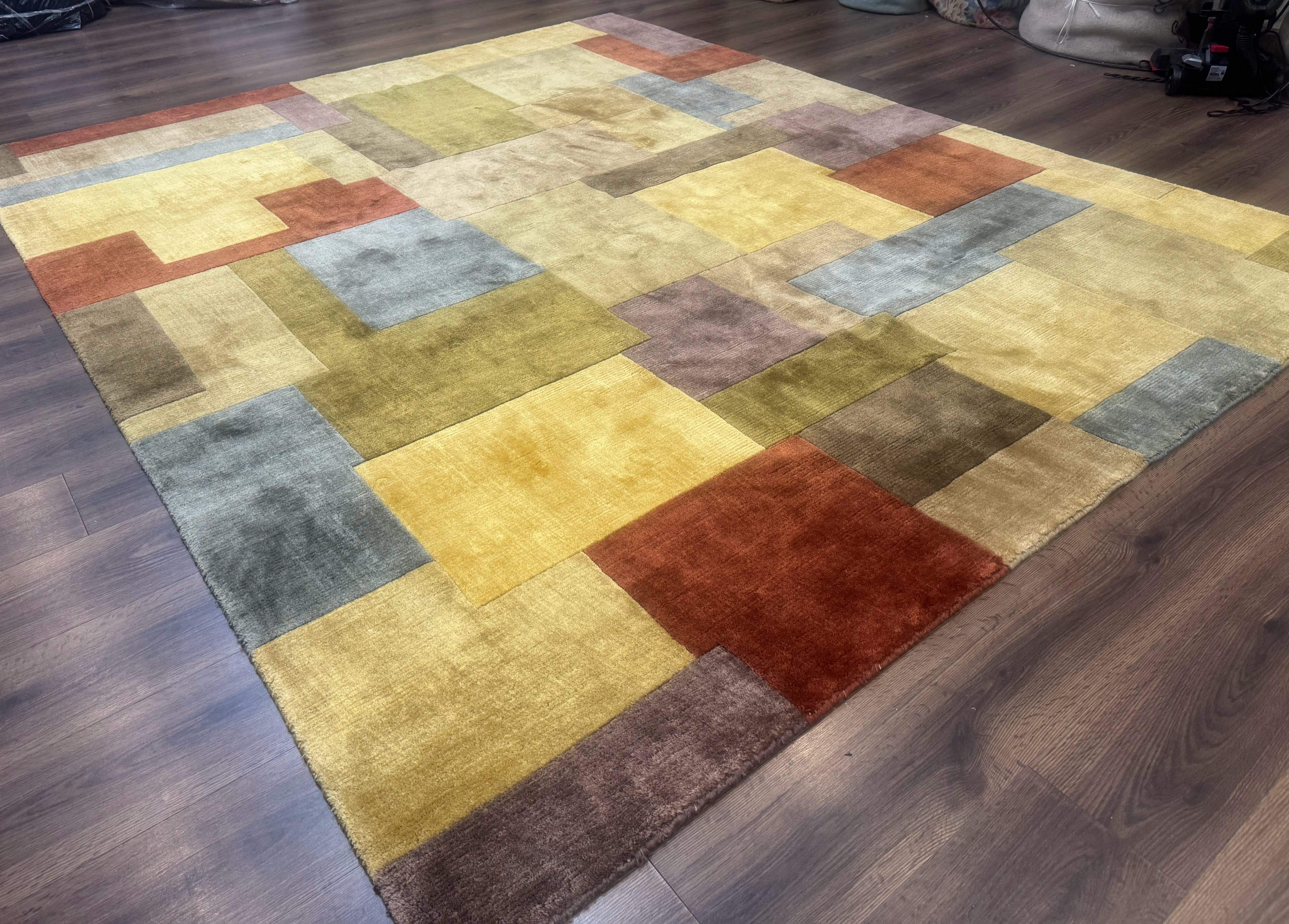 Modern Tibetan Wool Rug 8x10, Multicolor, Thick Pile, Contemporary, Nepali, Handmade - Image 12