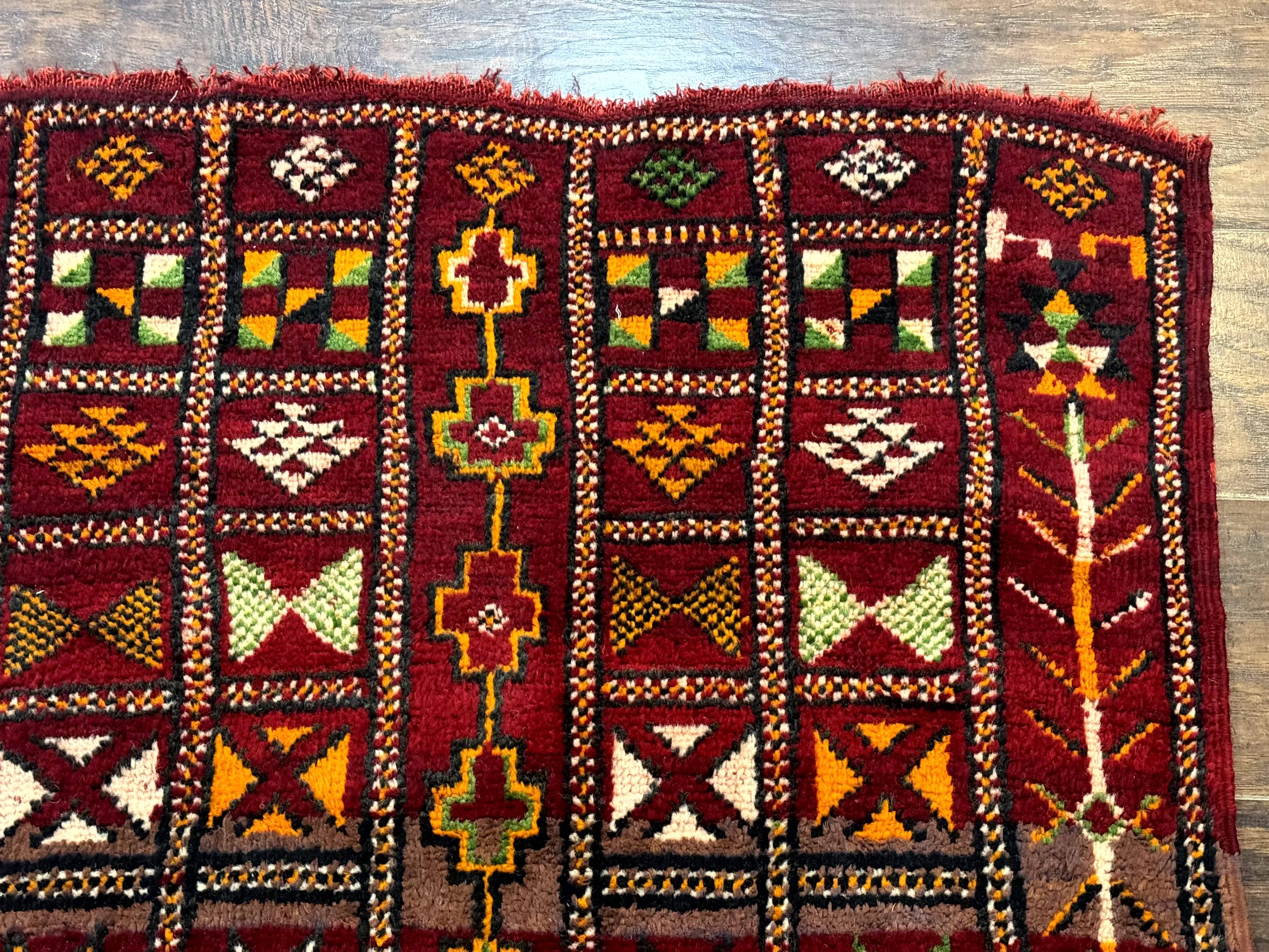 Moroccan Berber Tribal Rug 3x5, Geometric Area Rug, Red Orange Brown - Image 7