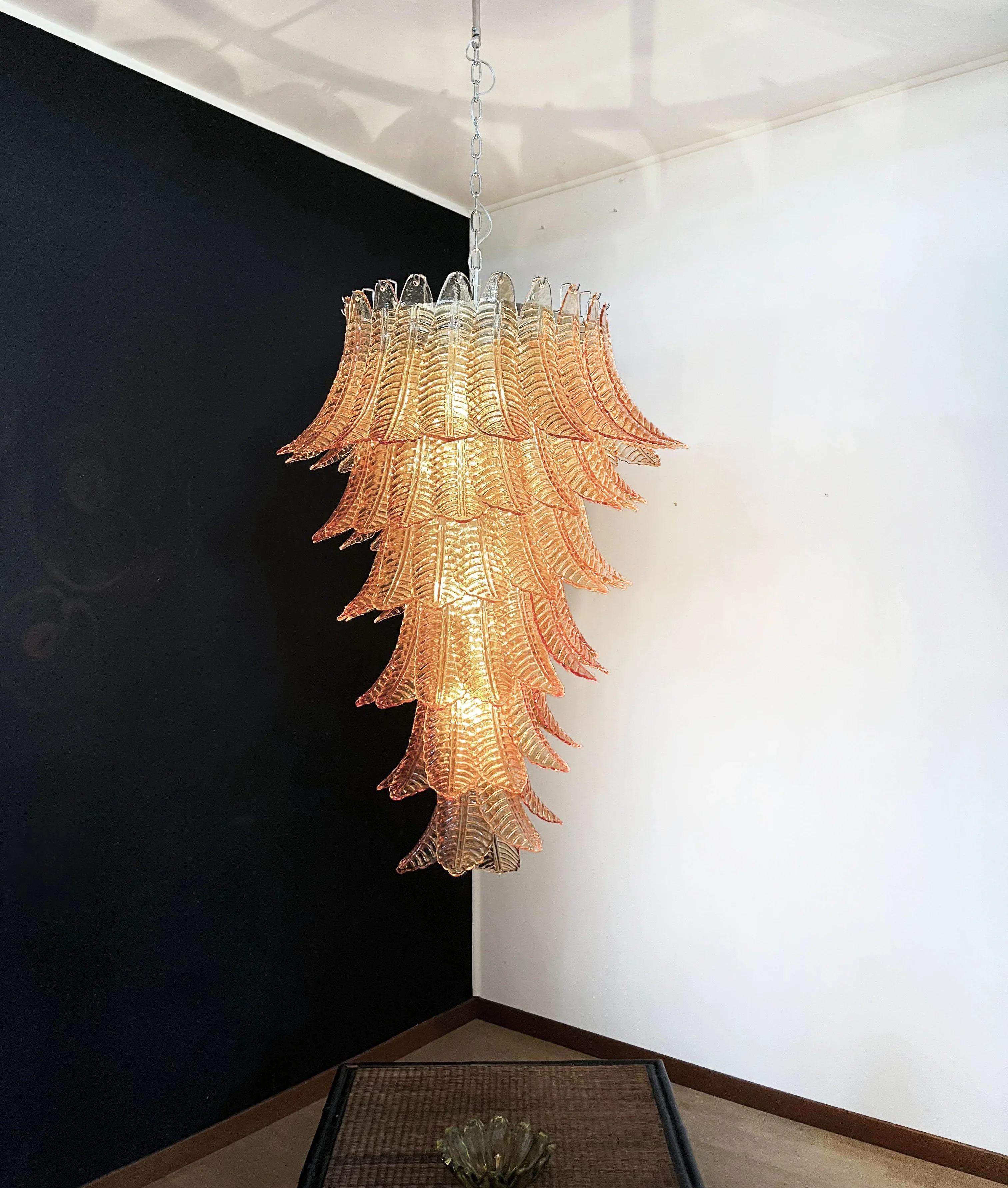 Murano Amber Felch Spiral Chandelier - Image 15