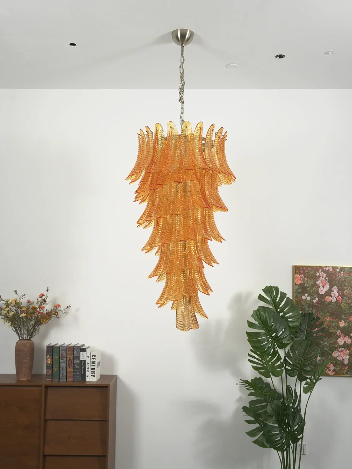 Murano Amber Felch Spiral Chandelier - Image 5