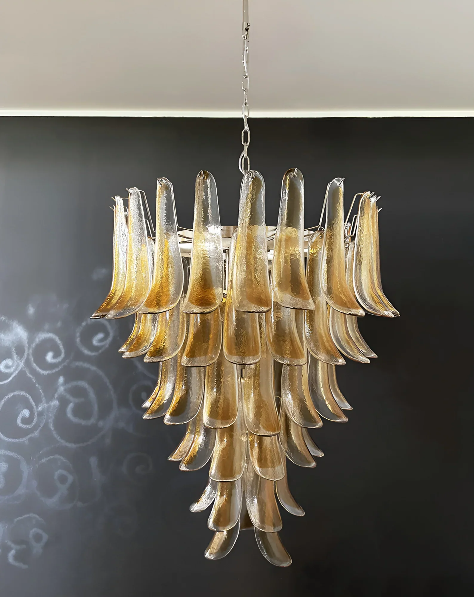 Murano Amber Glass Petals Chandelier - Image 10