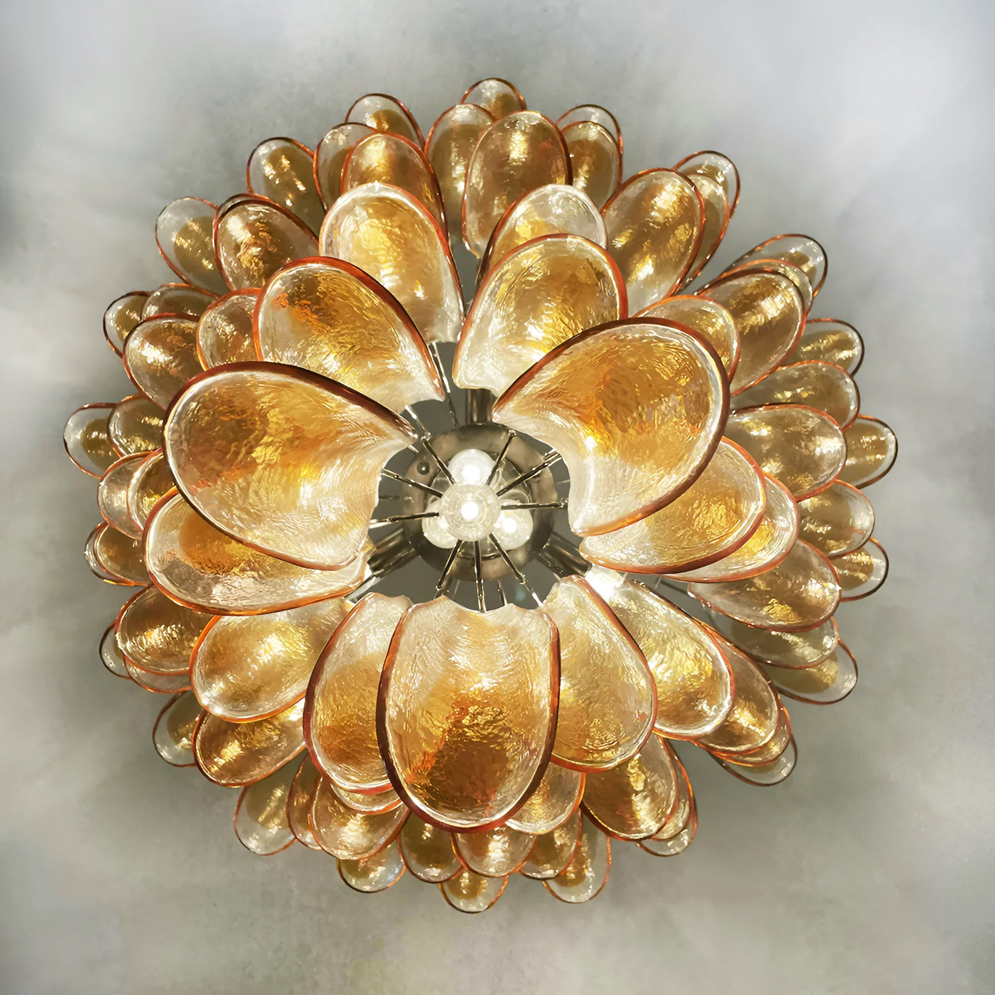 Murano Amber Glass Petals Chandelier - Image 13