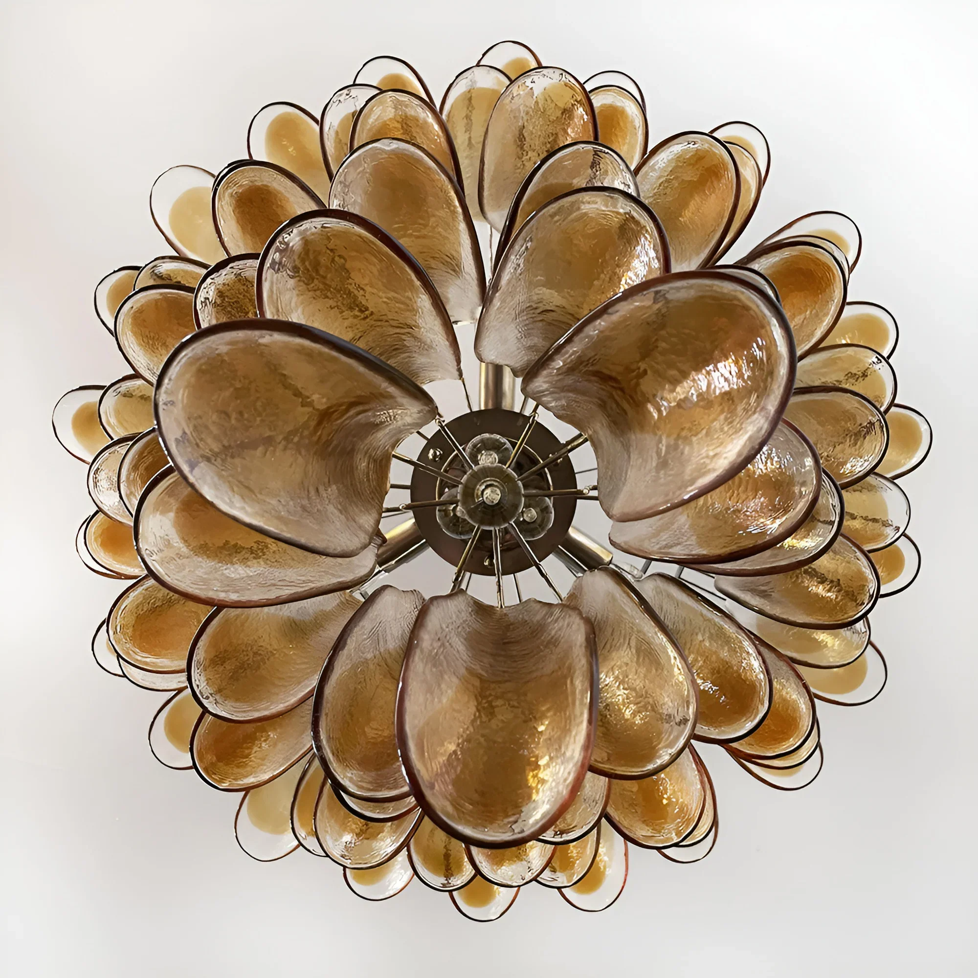 Murano Amber Glass Petals Chandelier - Image 14