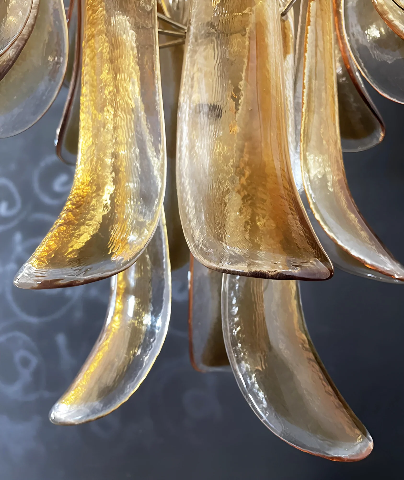Murano Amber Glass Petals Chandelier - Image 16