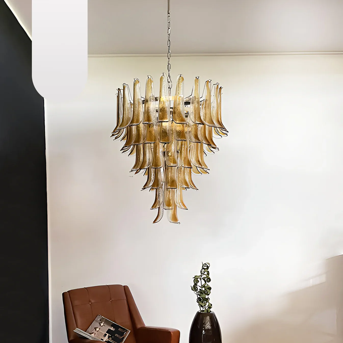 Murano Amber Glass Petals Chandelier - Image 19