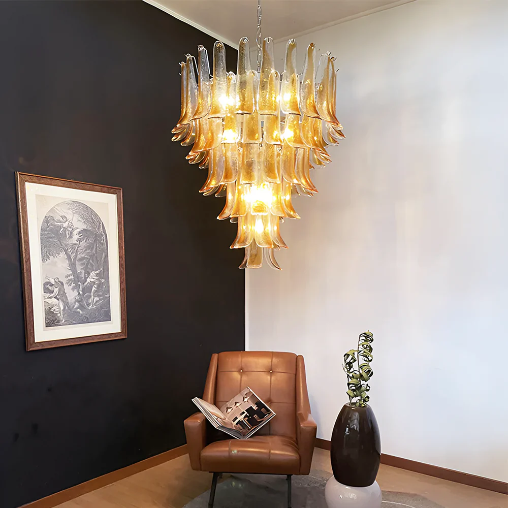 Murano Amber Glass Petals Chandelier - Image 2