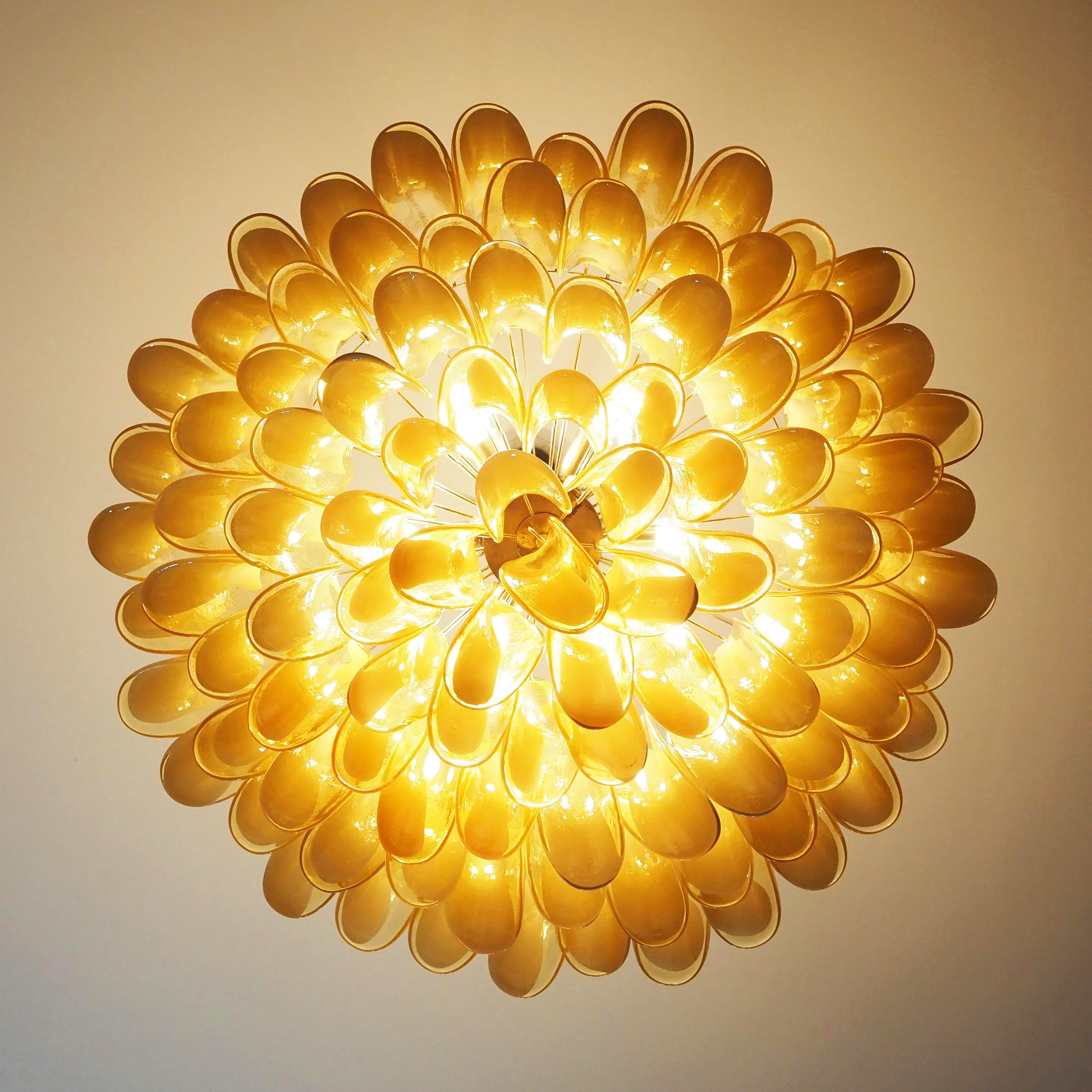 Murano Caramel Glass Petal Chandelier - Image 14