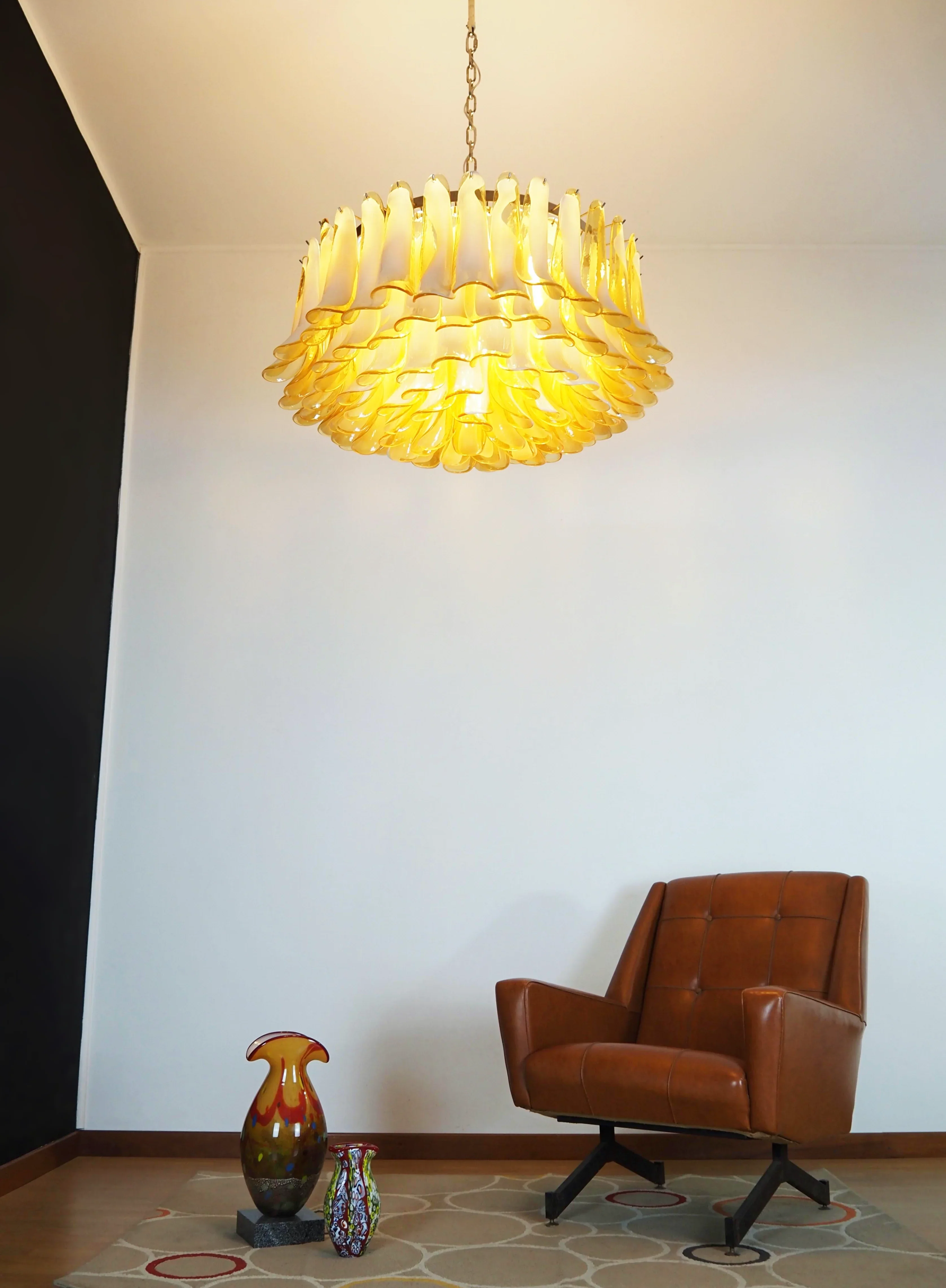 Murano Caramel Glass Petal Chandelier - Image 4