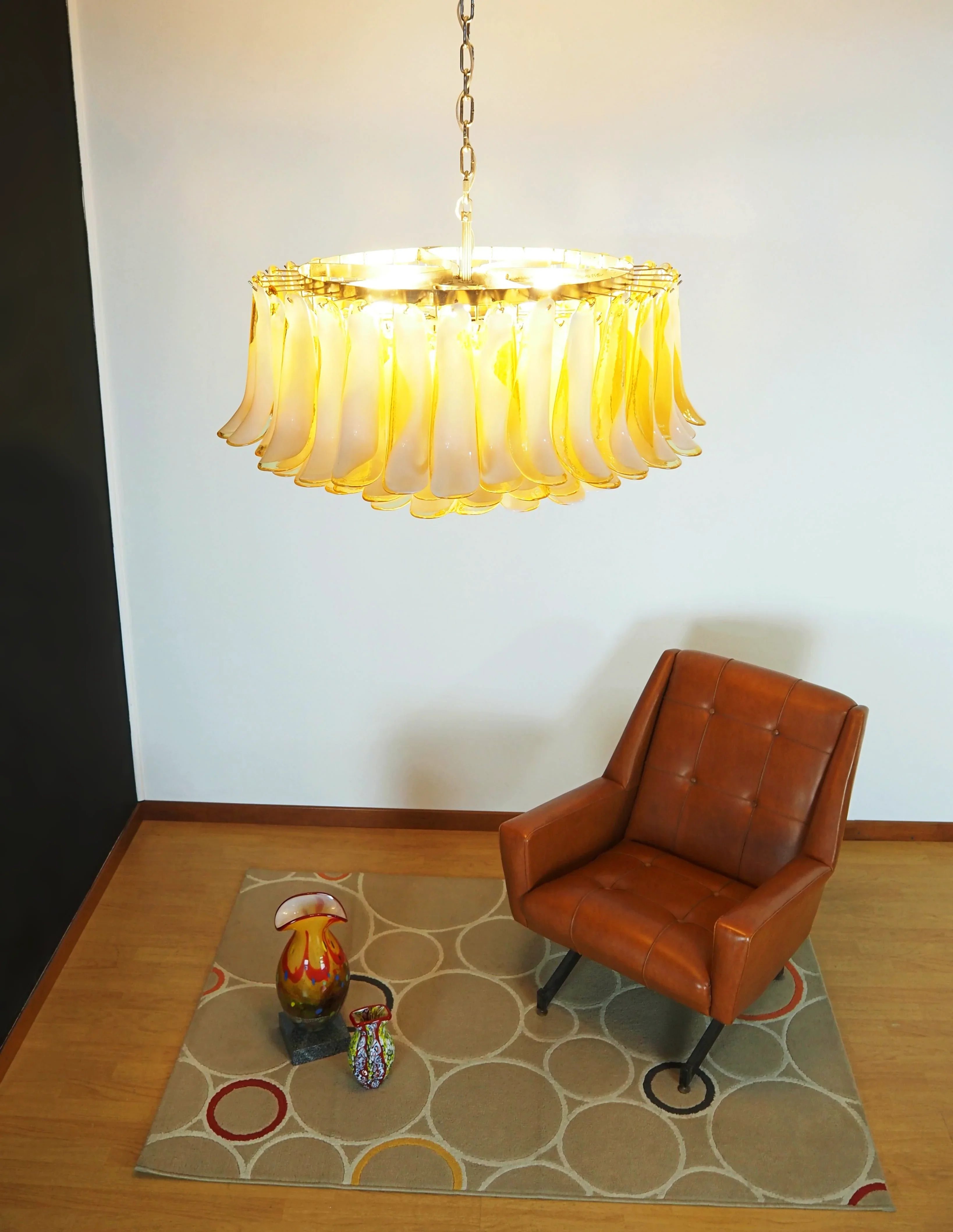 Murano Caramel Glass Petal Chandelier - Image 6