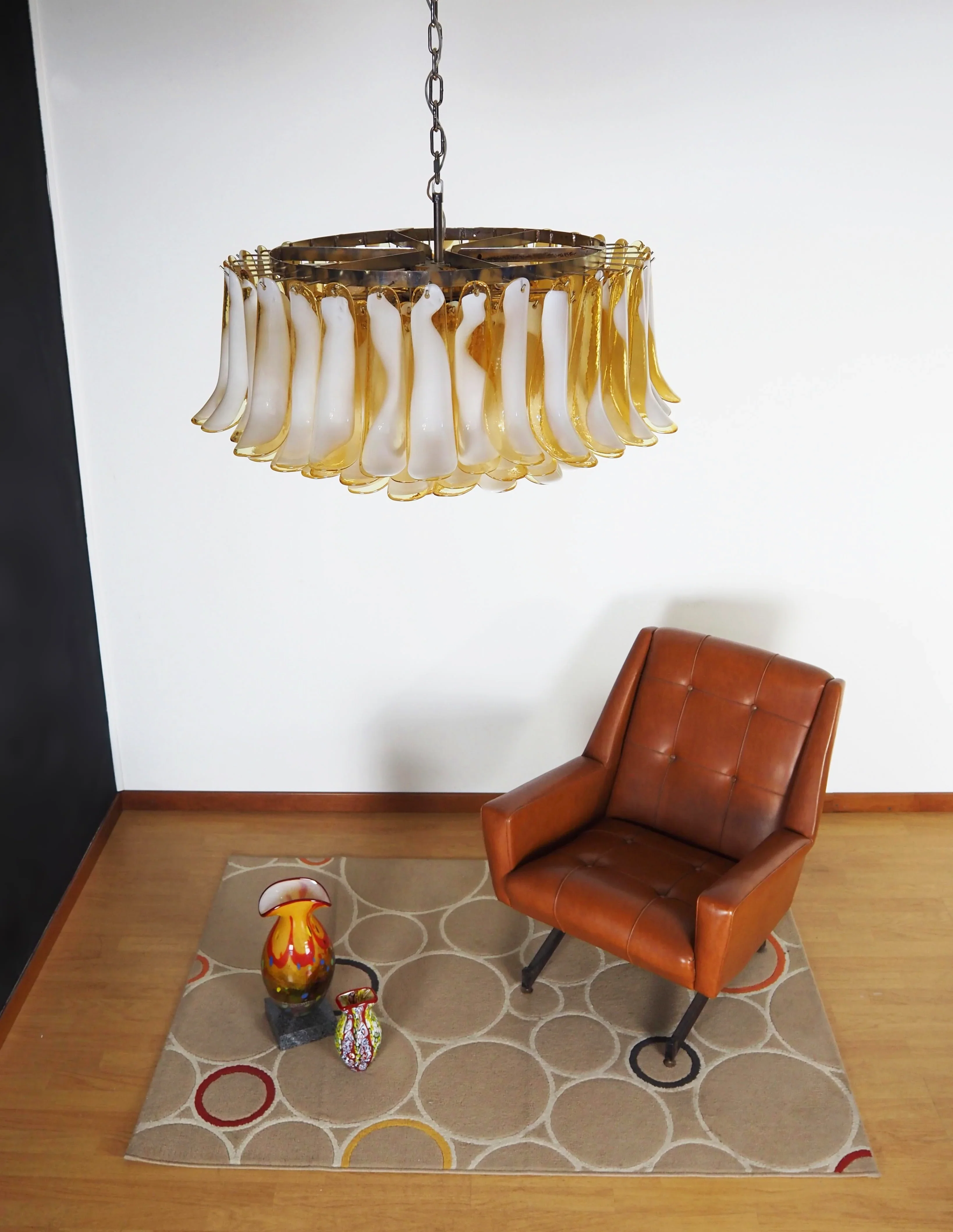 Murano Caramel Glass Petal Chandelier - Image 9