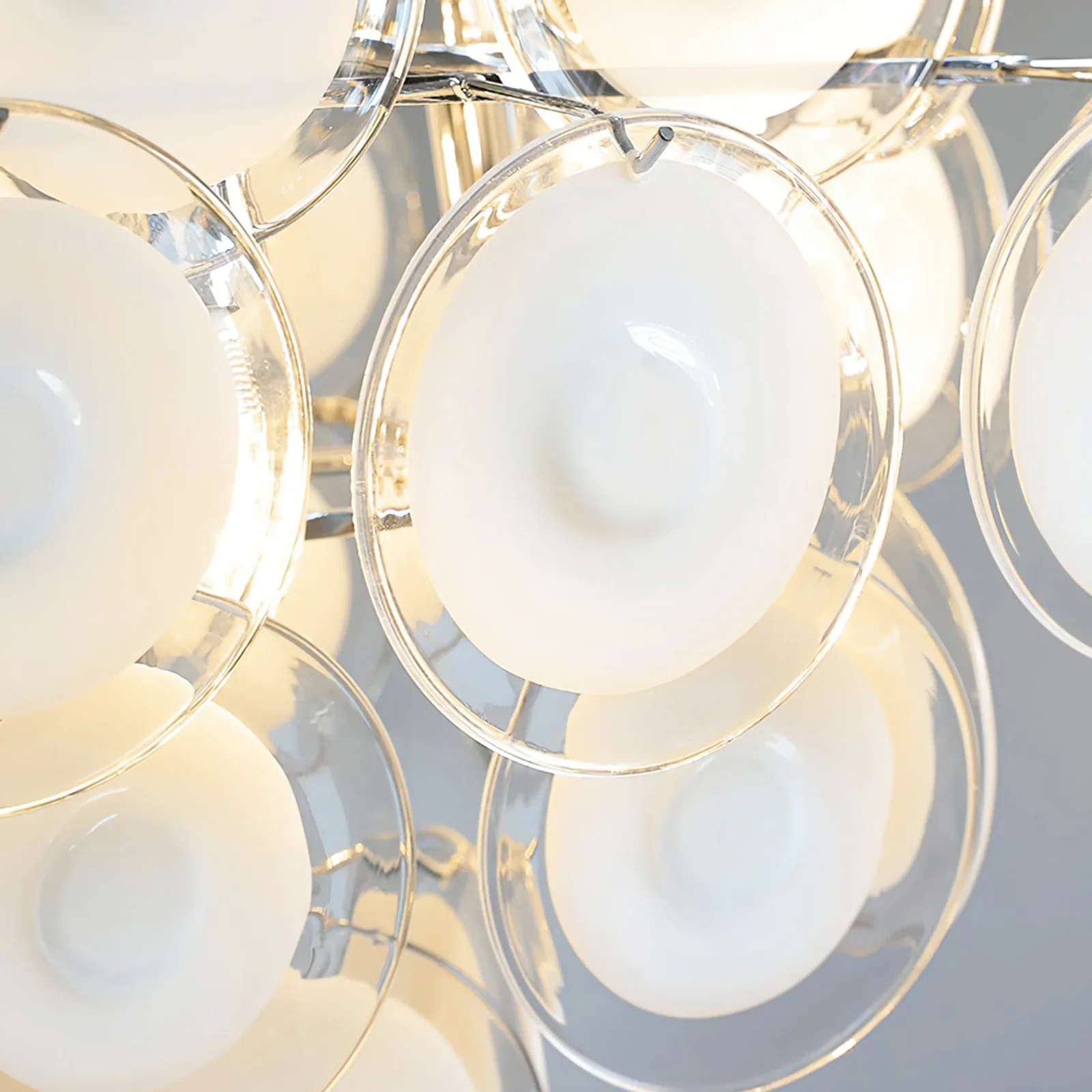Round White Glass Retro Chandelier - Image 11