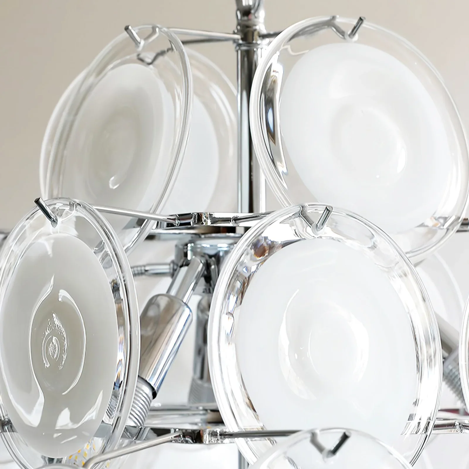 Round White Glass Retro Chandelier - Image 12
