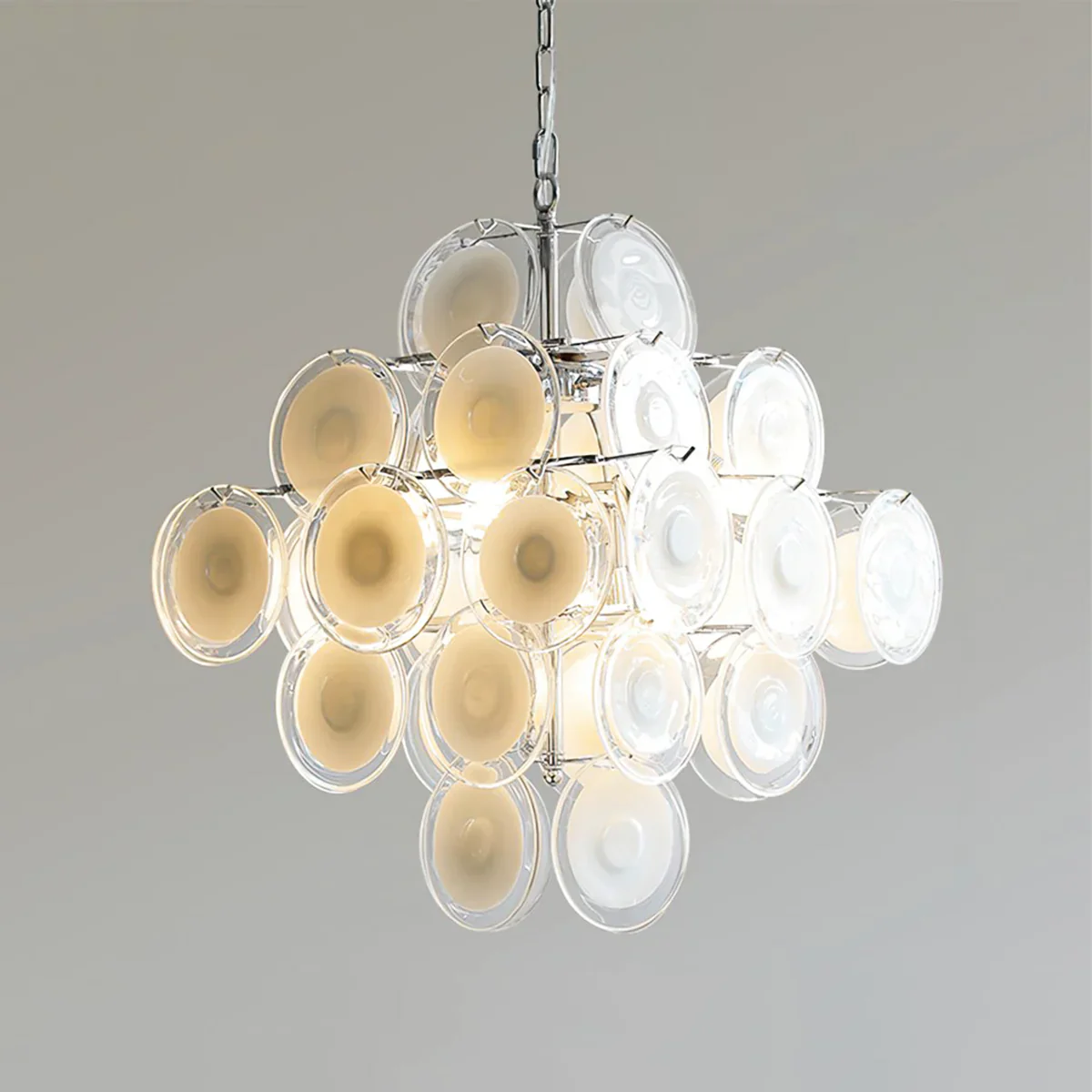 Round White Glass Retro Chandelier - Image 13