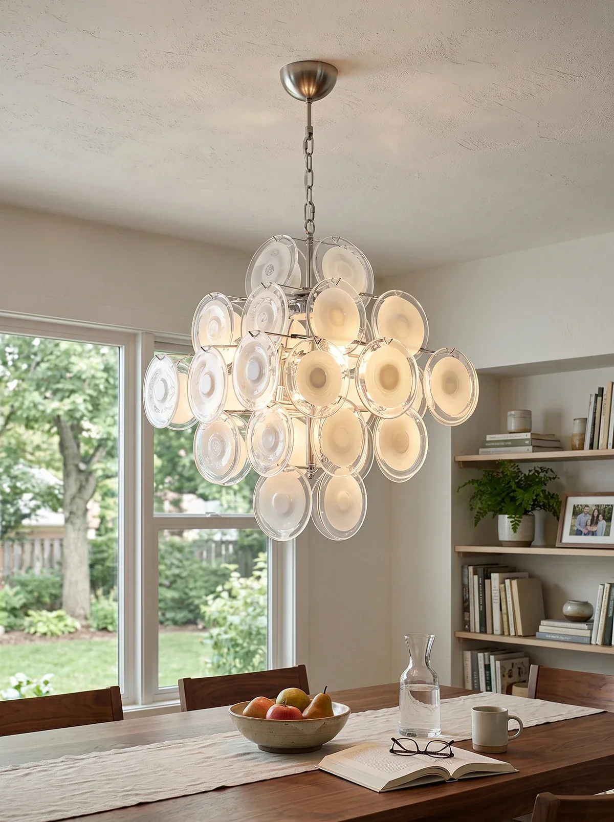 Round White Glass Retro Chandelier - Image 2