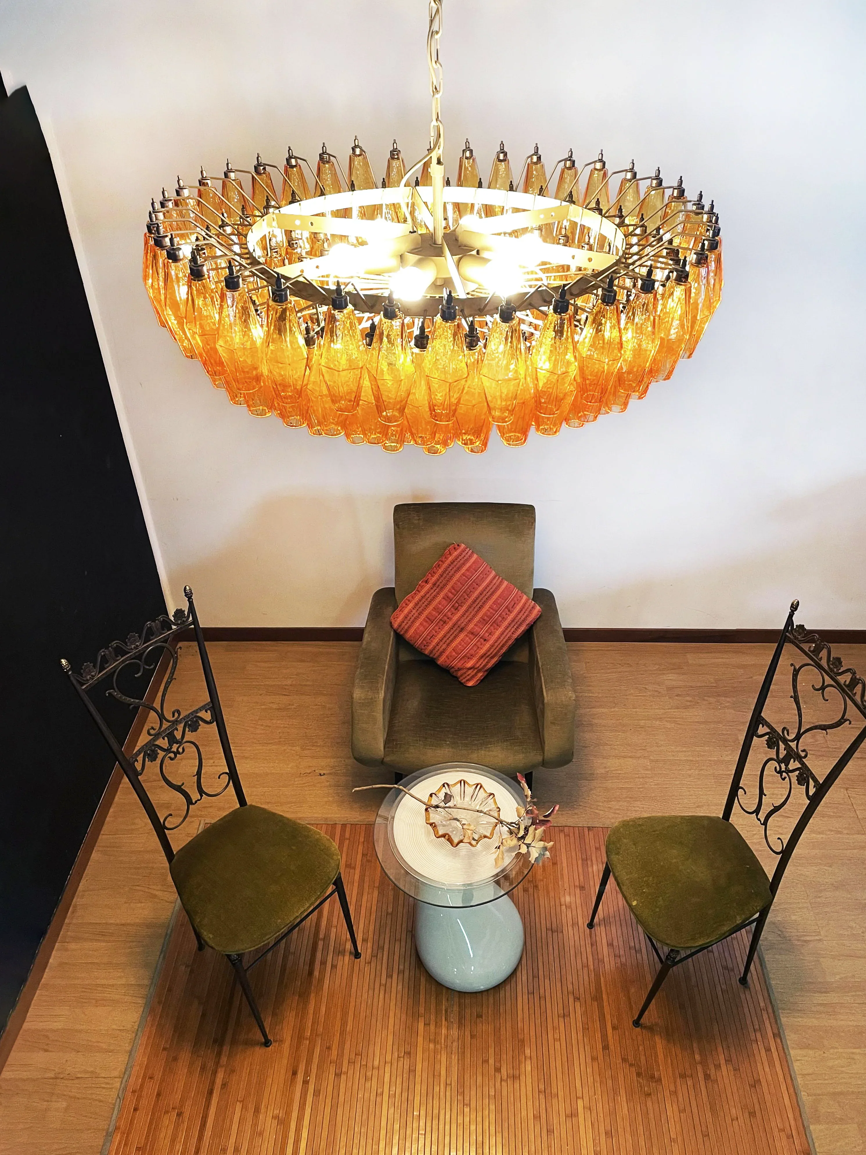 Murano Faceted Amber Glass Chandelier - Image 10