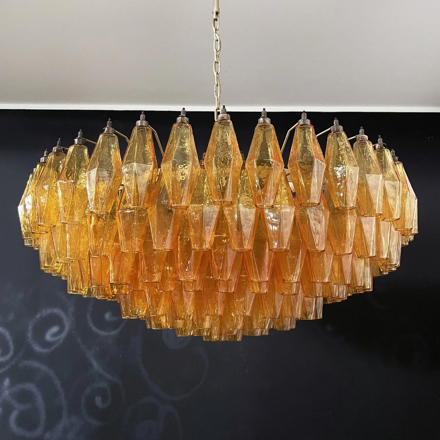 Murano Faceted Amber Glass Chandelier - Image 18