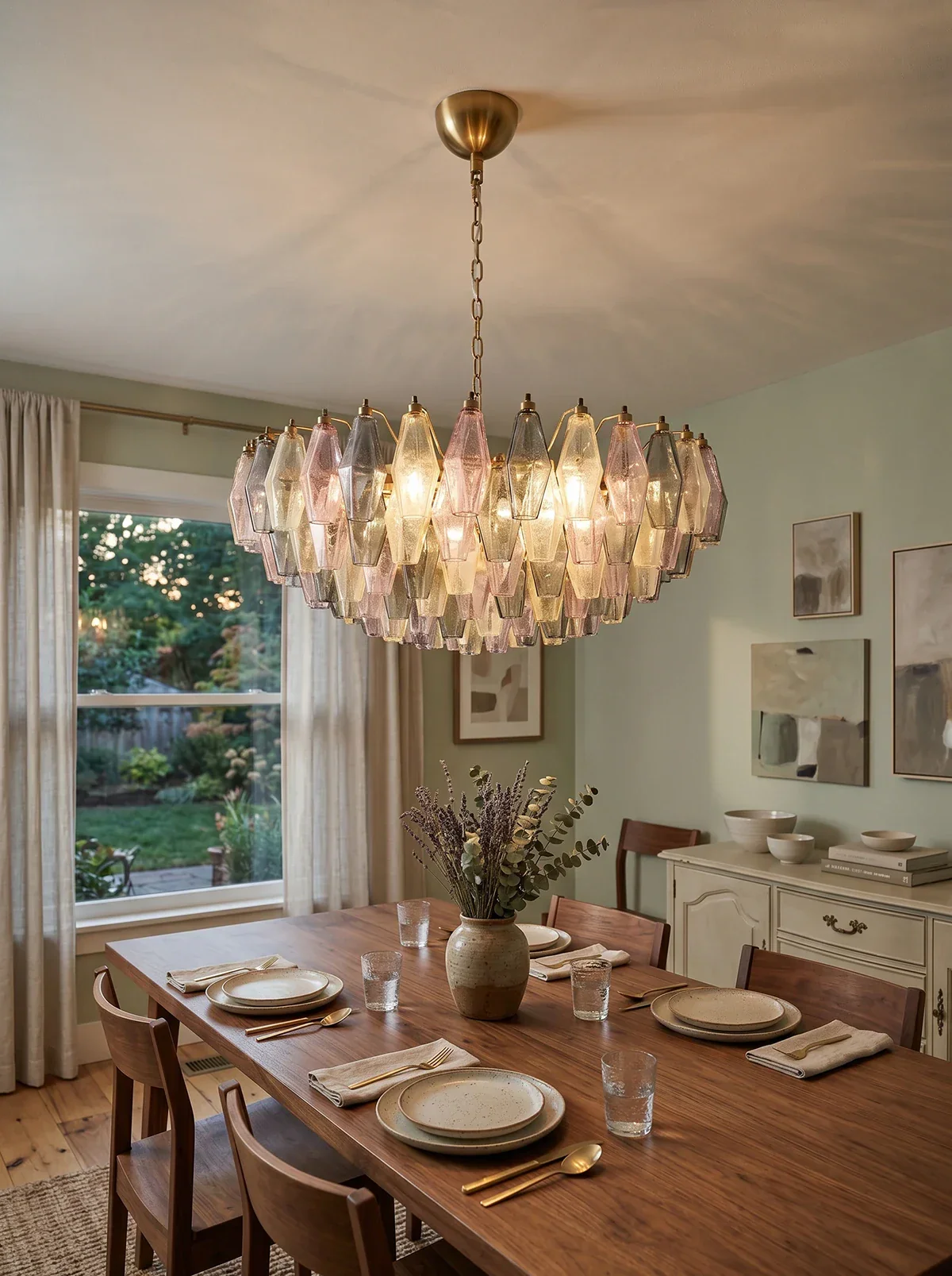 Murano Faceted Multicolor Glass Chandelier - Image 2