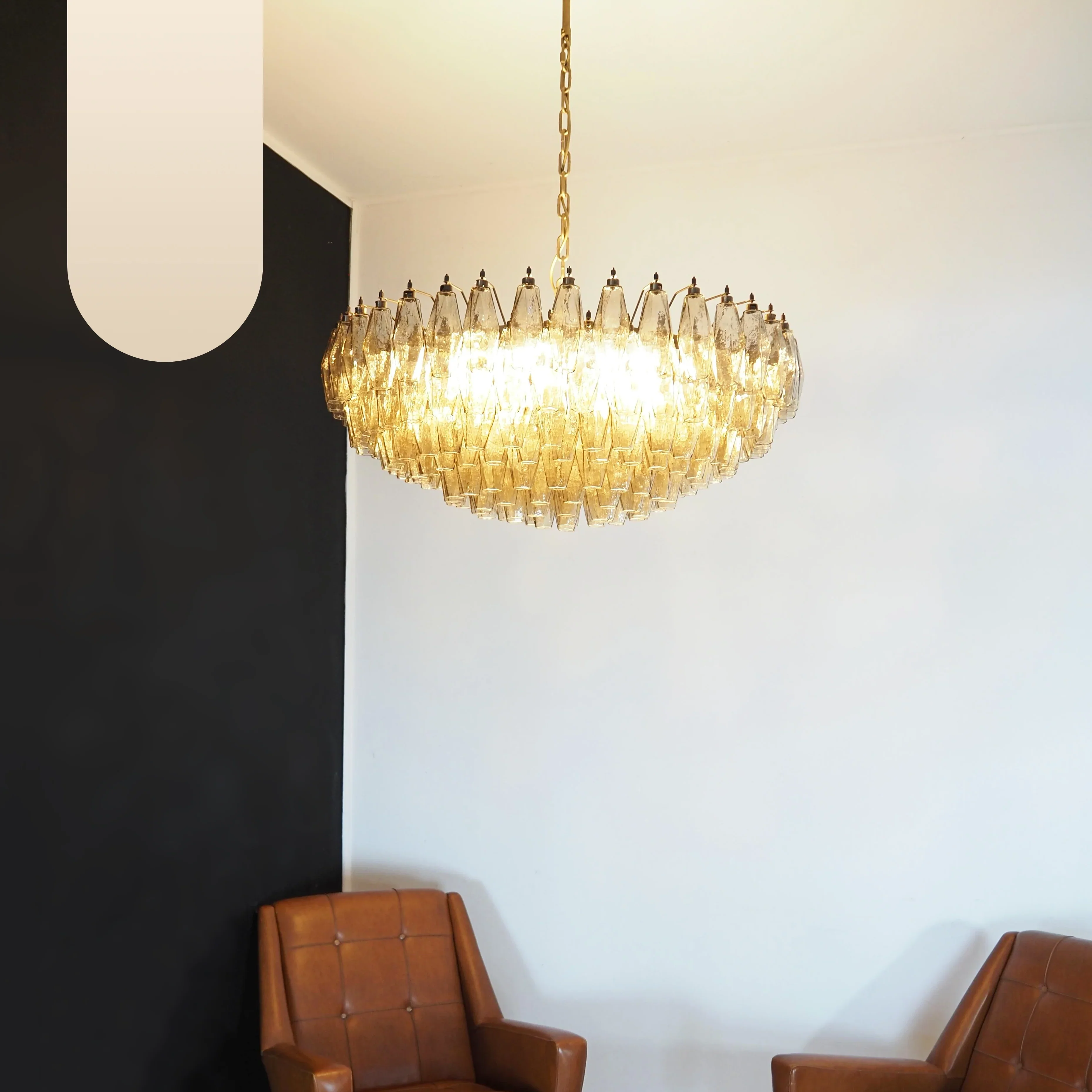 Murano Faceted Smoked Glass Chandelier - Image 19
