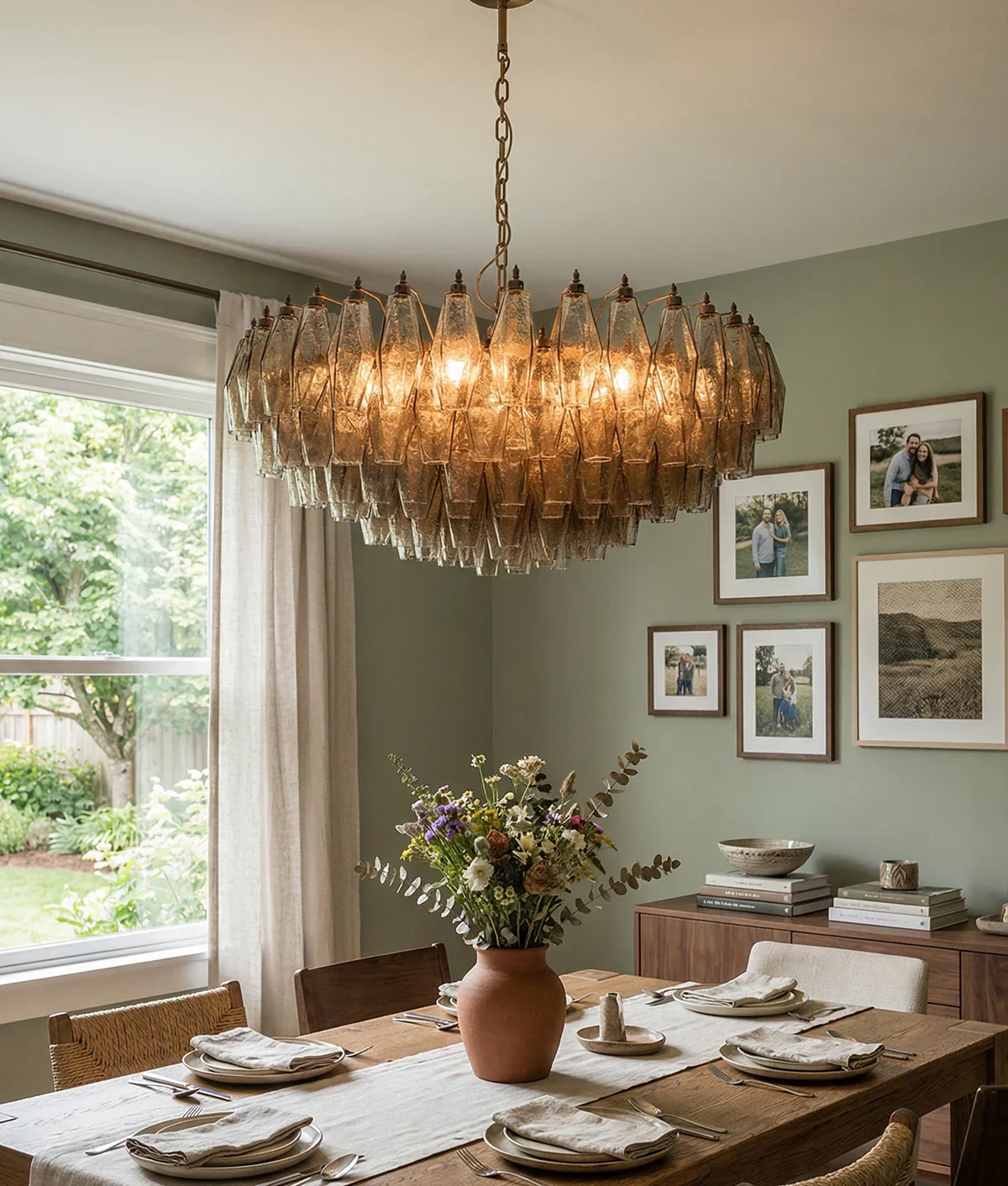 Murano Faceted Smoked Glass Chandelier - Image 2
