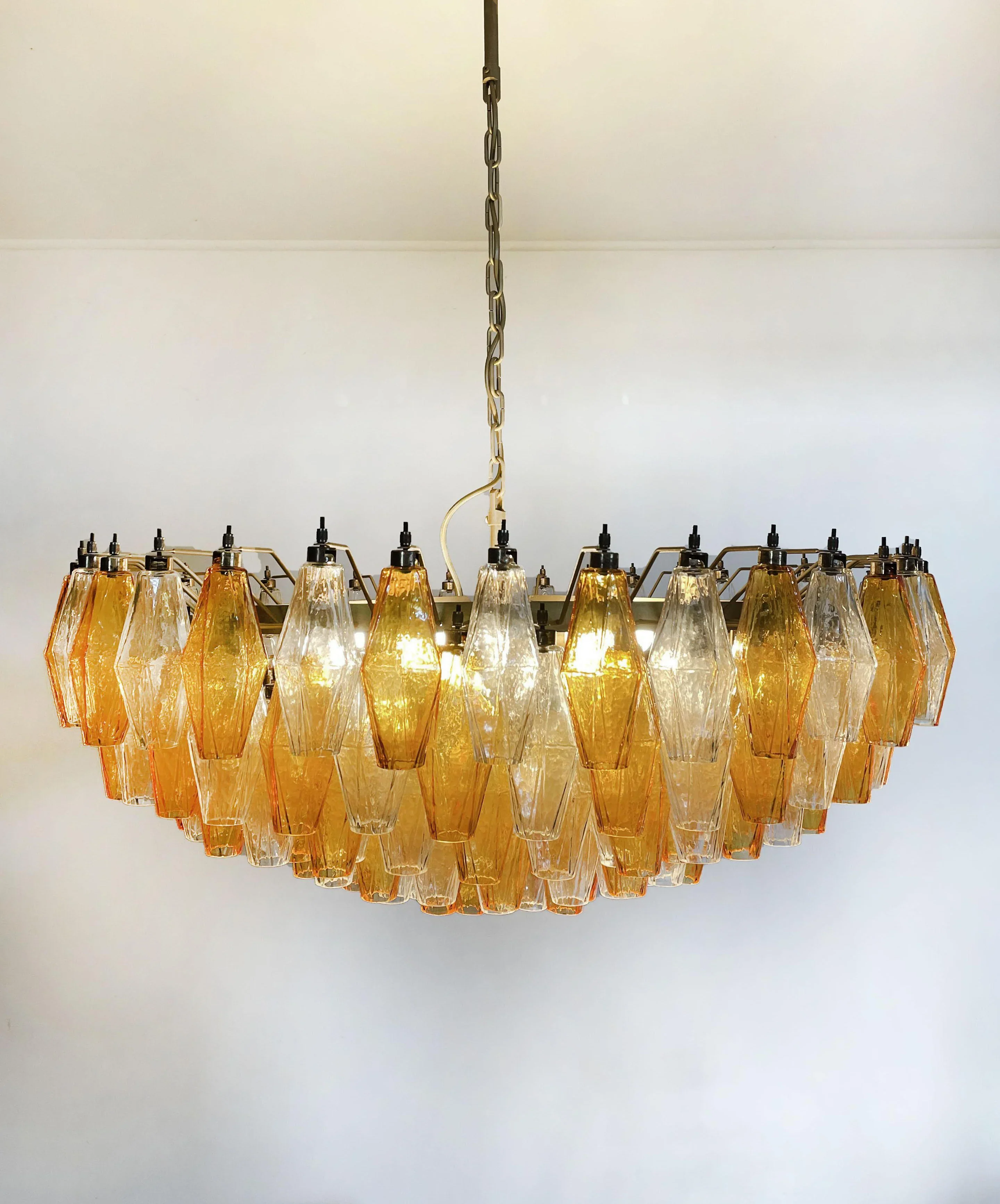 Murano Faceted Transparent Amber Glass Chandelier - Image 13