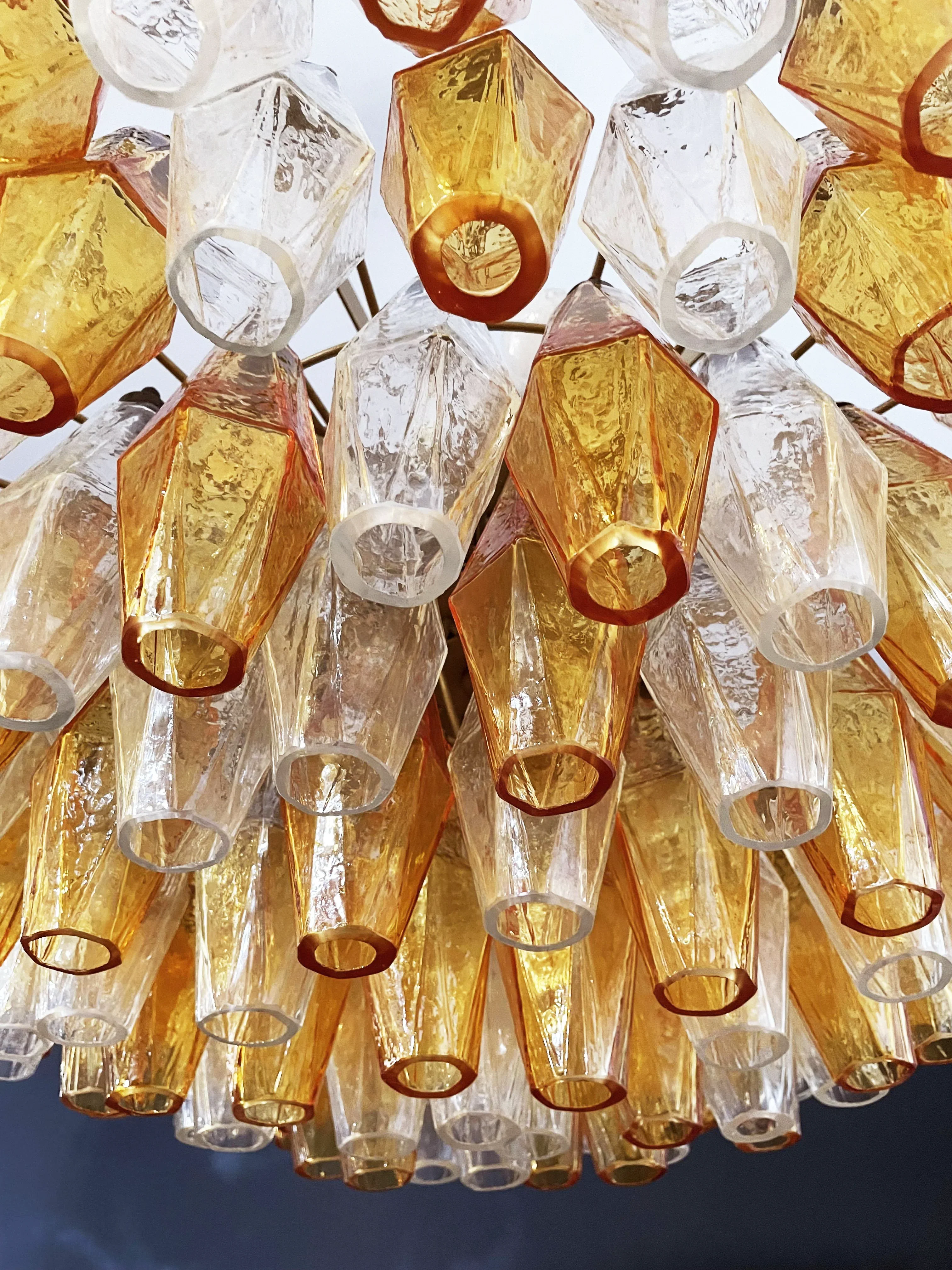Murano Faceted Transparent Amber Glass Chandelier - Image 16
