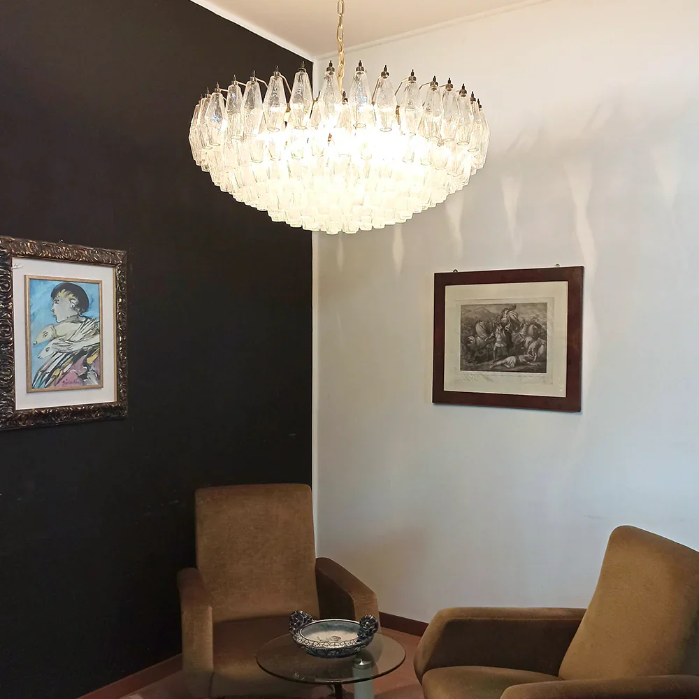 Murano Faceted Transparent Glass Chandelier - Image 3