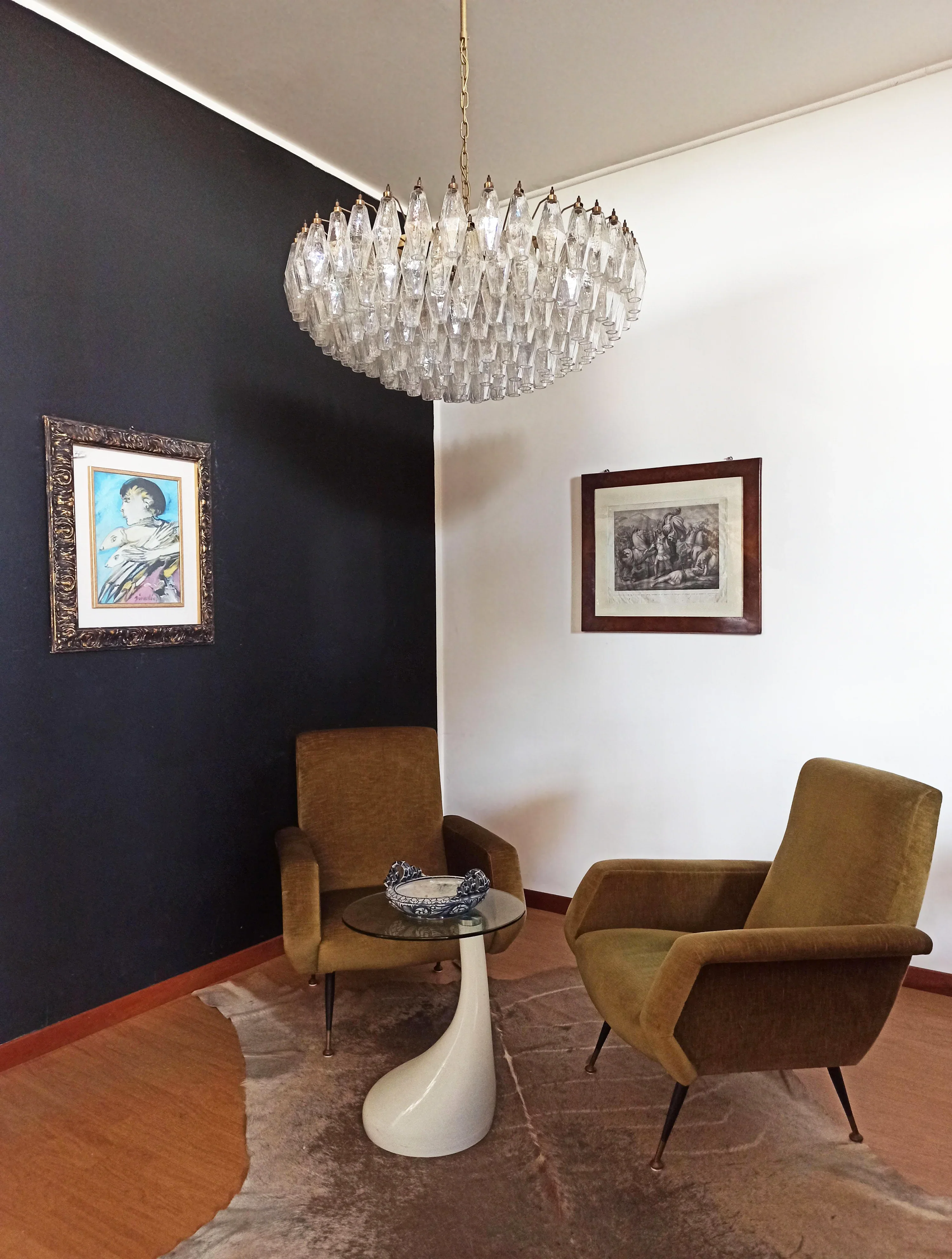 Murano Faceted Transparent Glass Chandelier - Image 4
