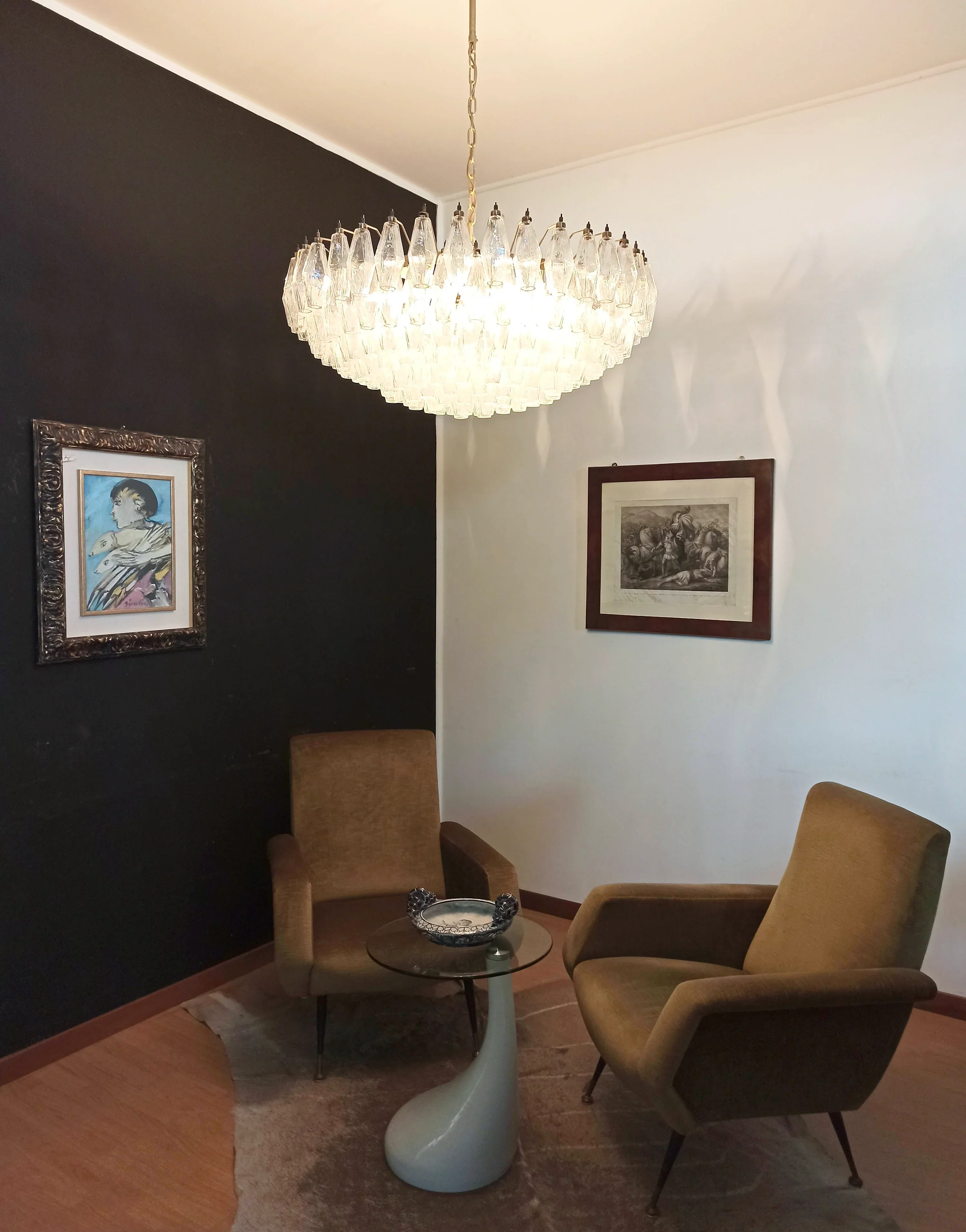 Murano Faceted Transparent Glass Chandelier - Image 5