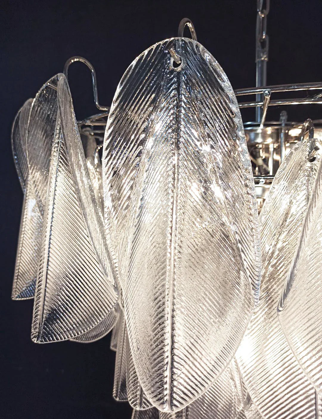 Murano Glass Leaves Transparent Chandelier - Image 11