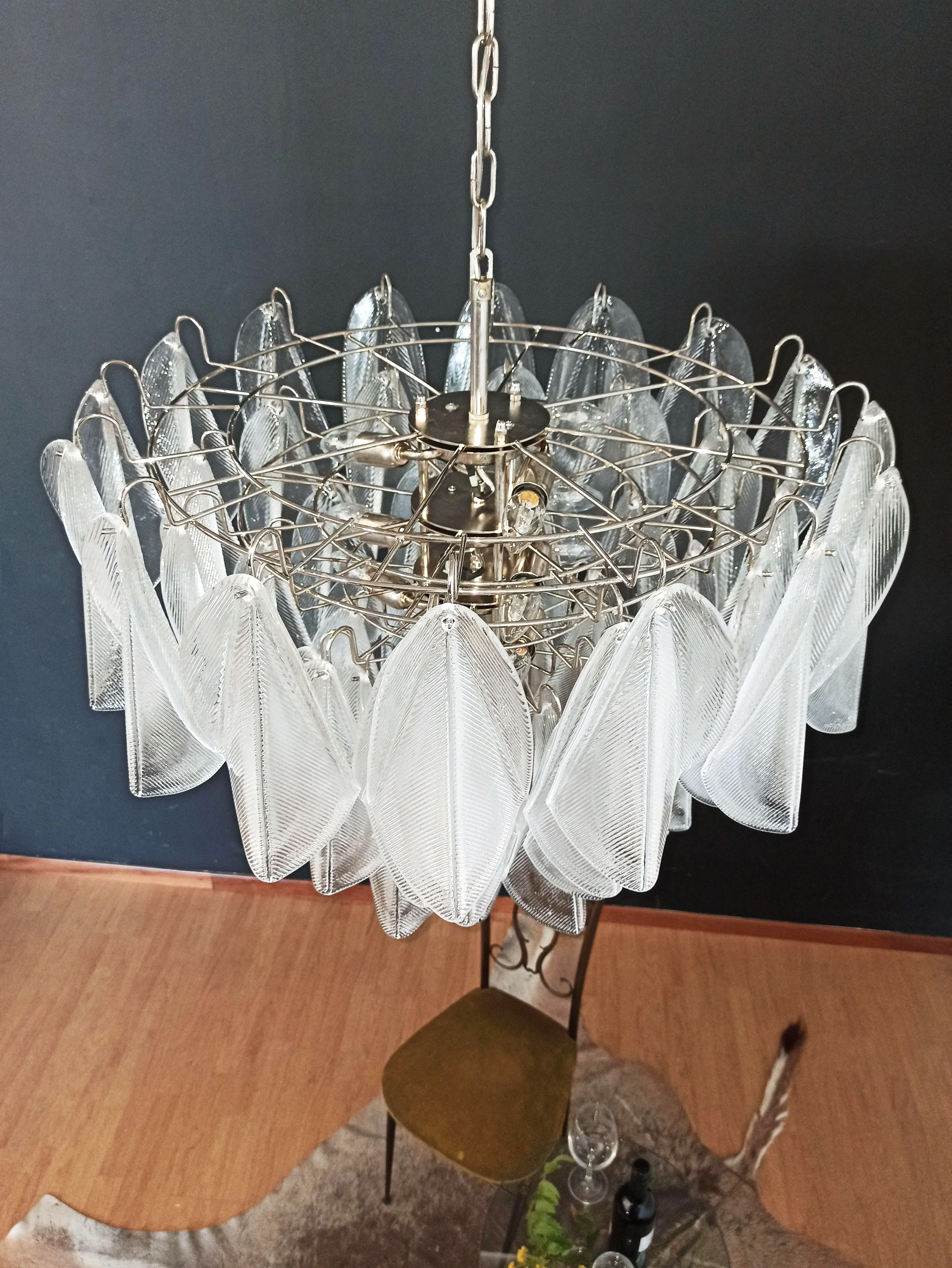 Murano Glass Leaves Transparent Chandelier - Image 6