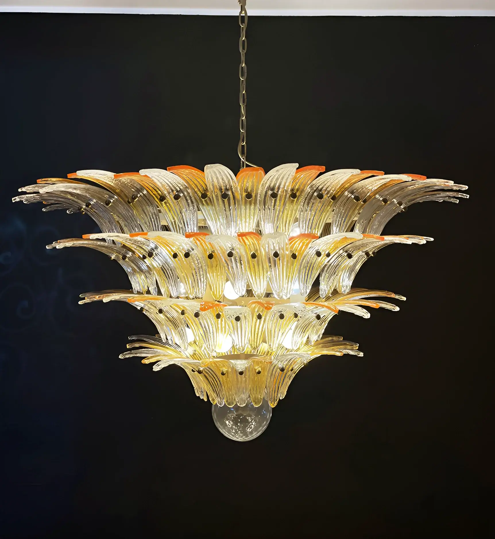 Murano Palmette Amber Trasparent Chandelier - Image 11