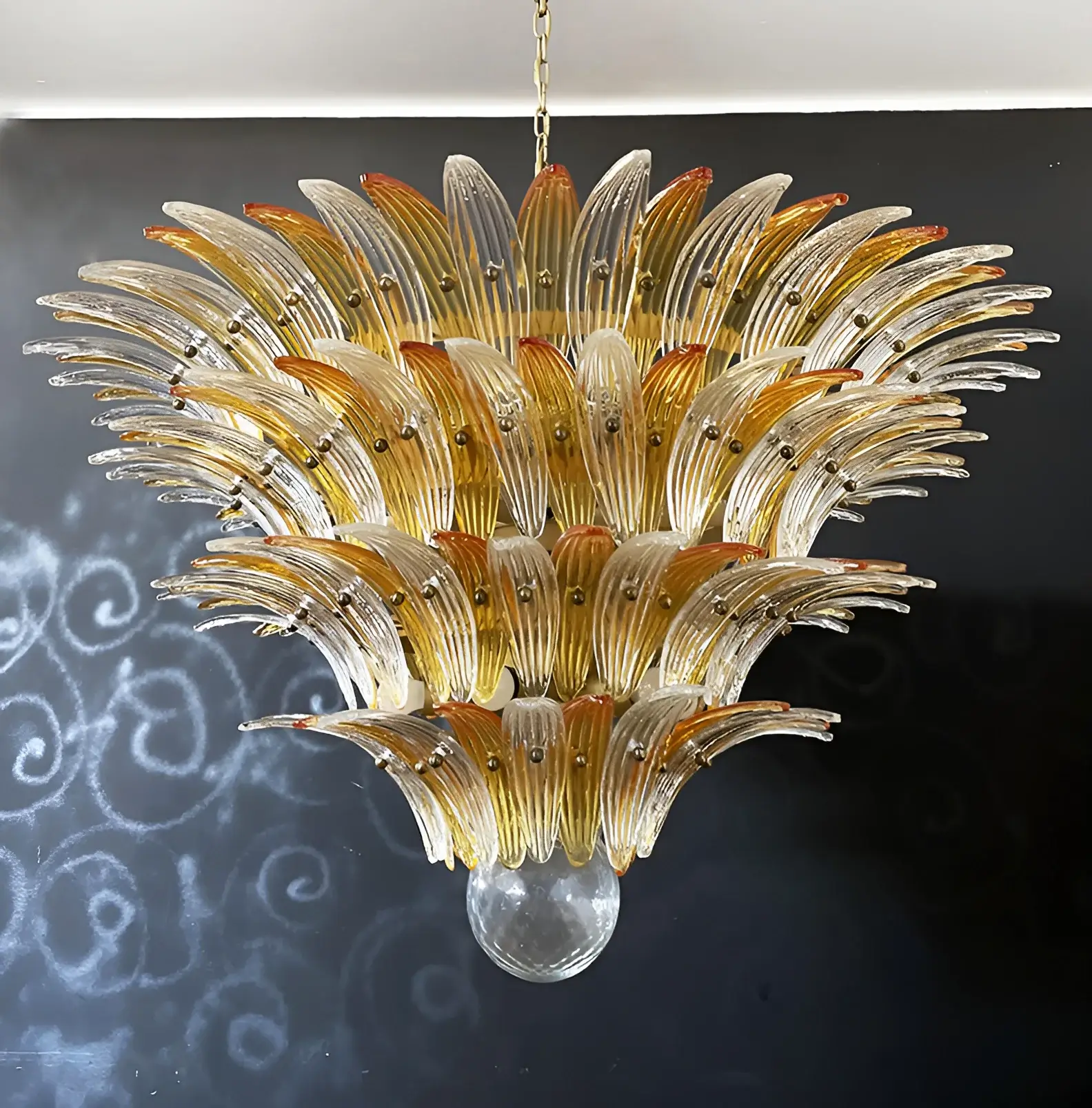 Murano Palmette Amber Trasparent Chandelier - Image 15