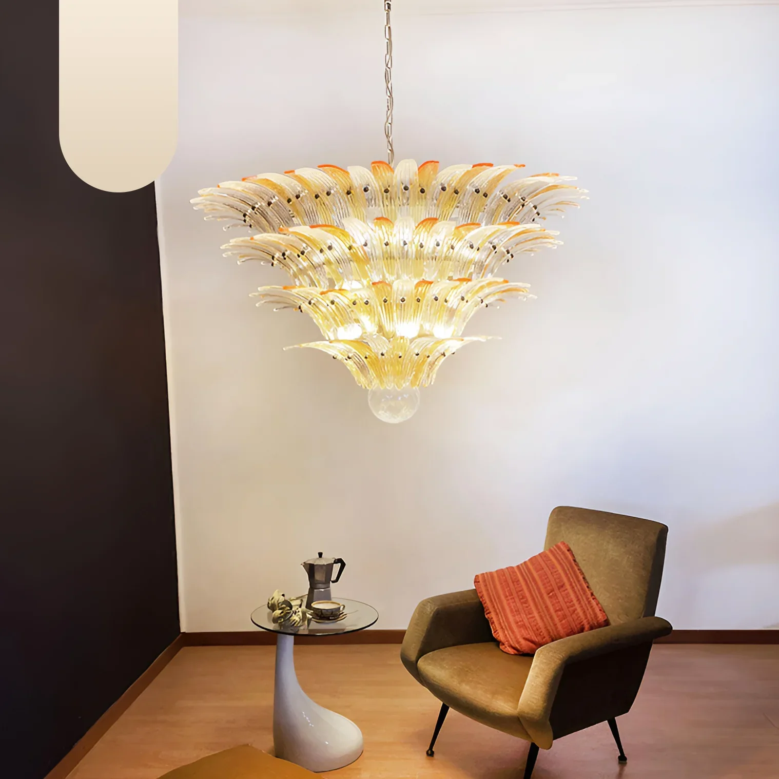 Murano Palmette Amber Trasparent Chandelier - Image 19