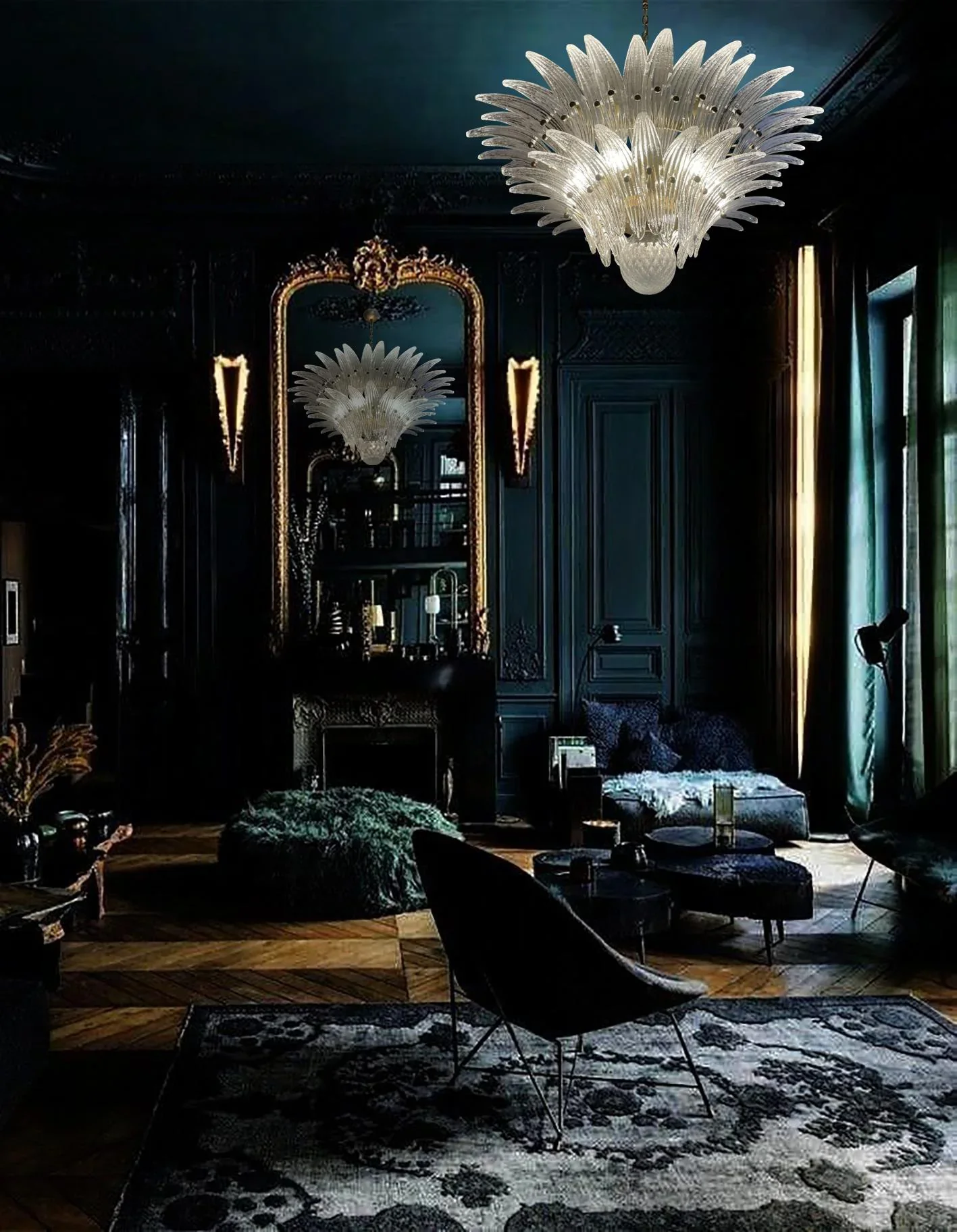 Murano Palmette Transparent Chandelier - Image 11