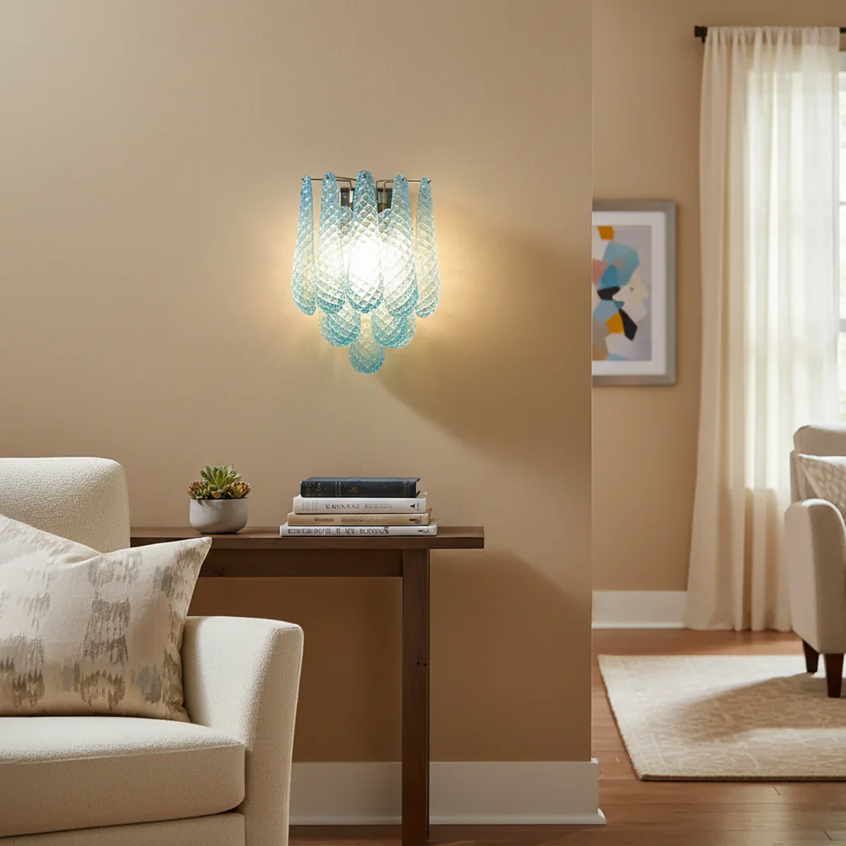 Murano Petals Glass Blue Wall Light - Image 11