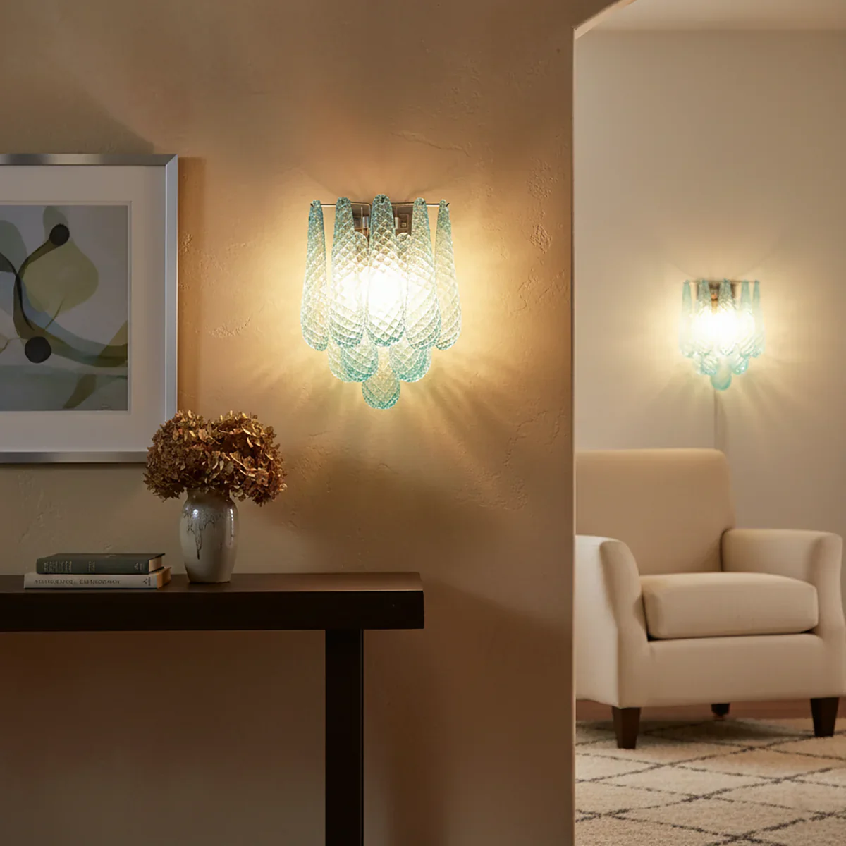 Murano Petals Glass Blue Wall Light - Image 12