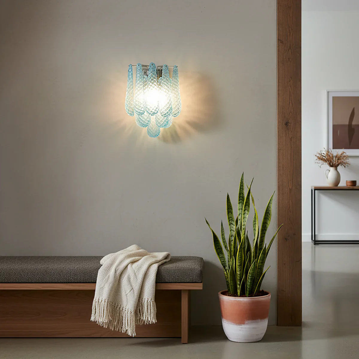 Murano Petals Glass Blue Wall Light - Image 14