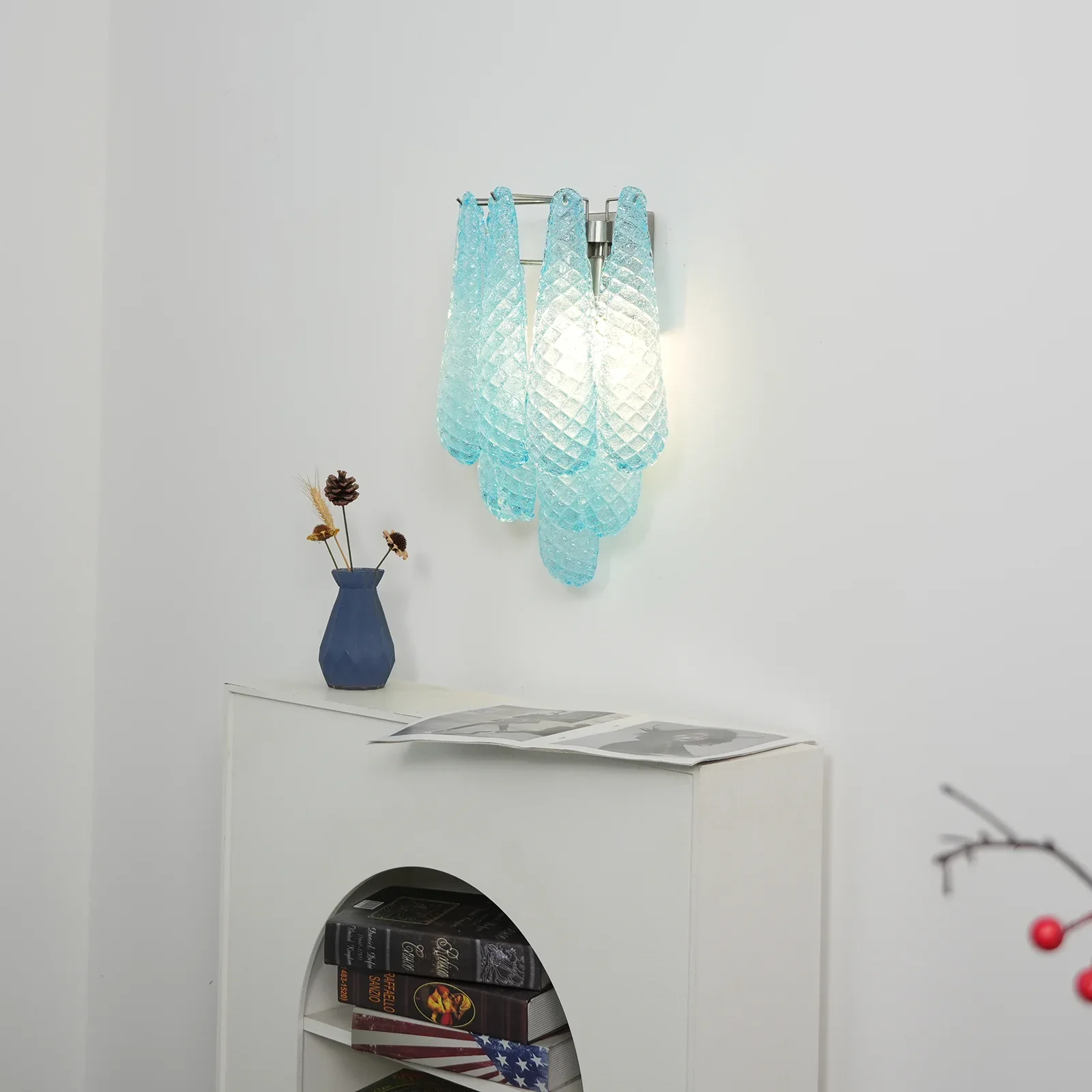 Murano Petals Glass Blue Wall Light - Image 17