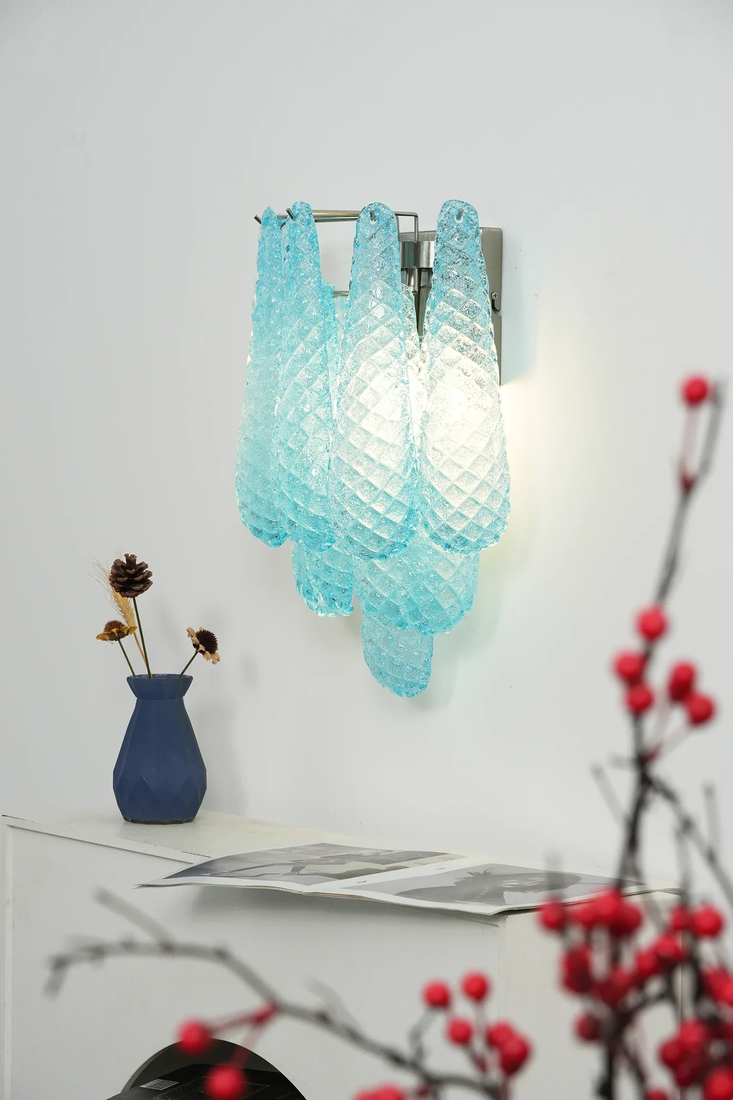 Murano Petals Glass Blue Wall Light - Image 24