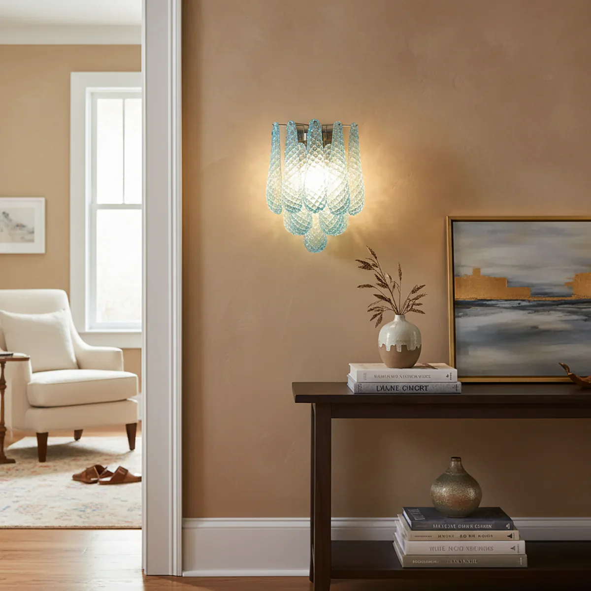Murano Petals Glass Blue Wall Light - Image 7
