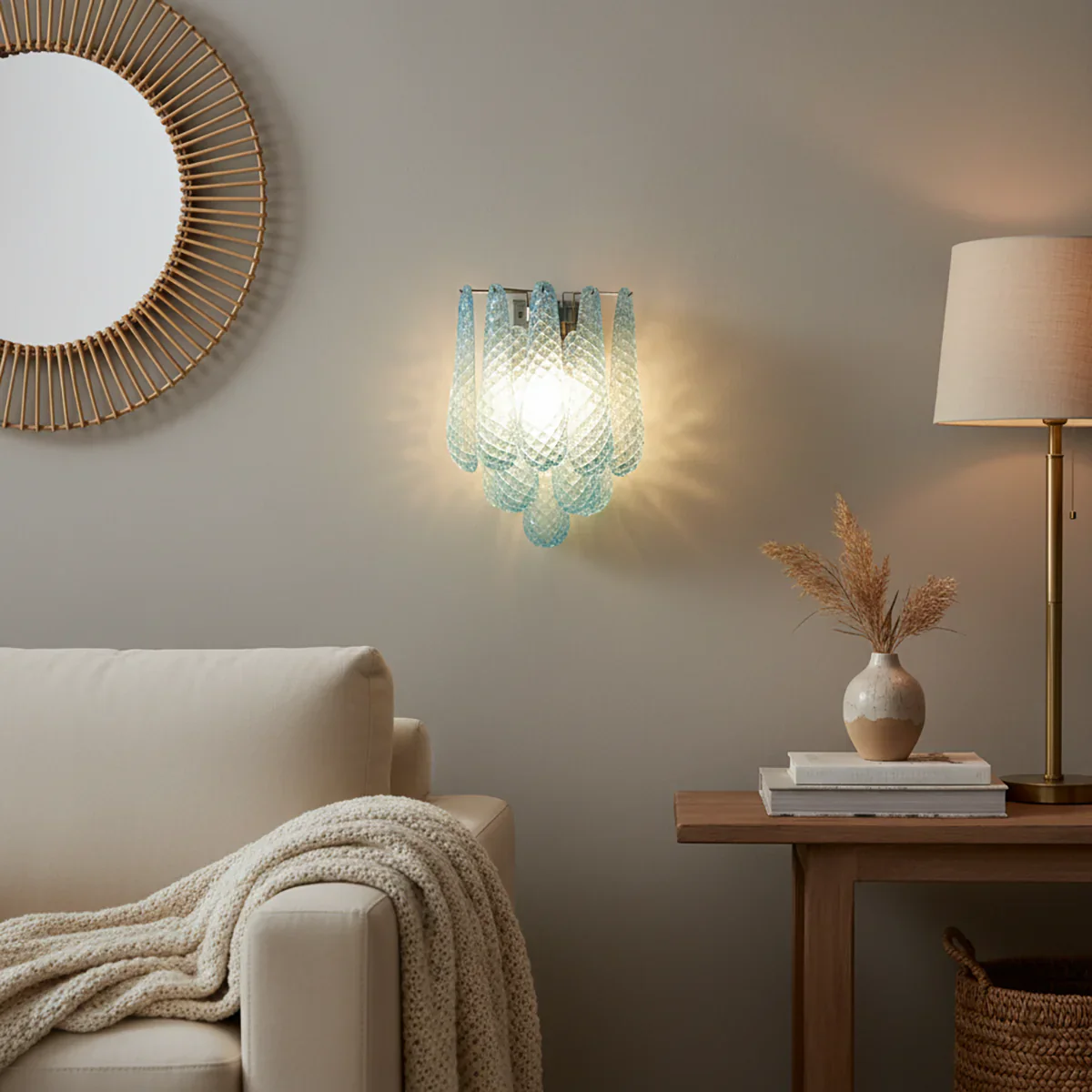 Murano Petals Glass Blue Wall Light - Image 8