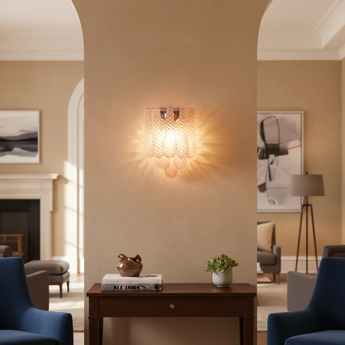 Murano Petals Glass Pink Wall Light - Image 10